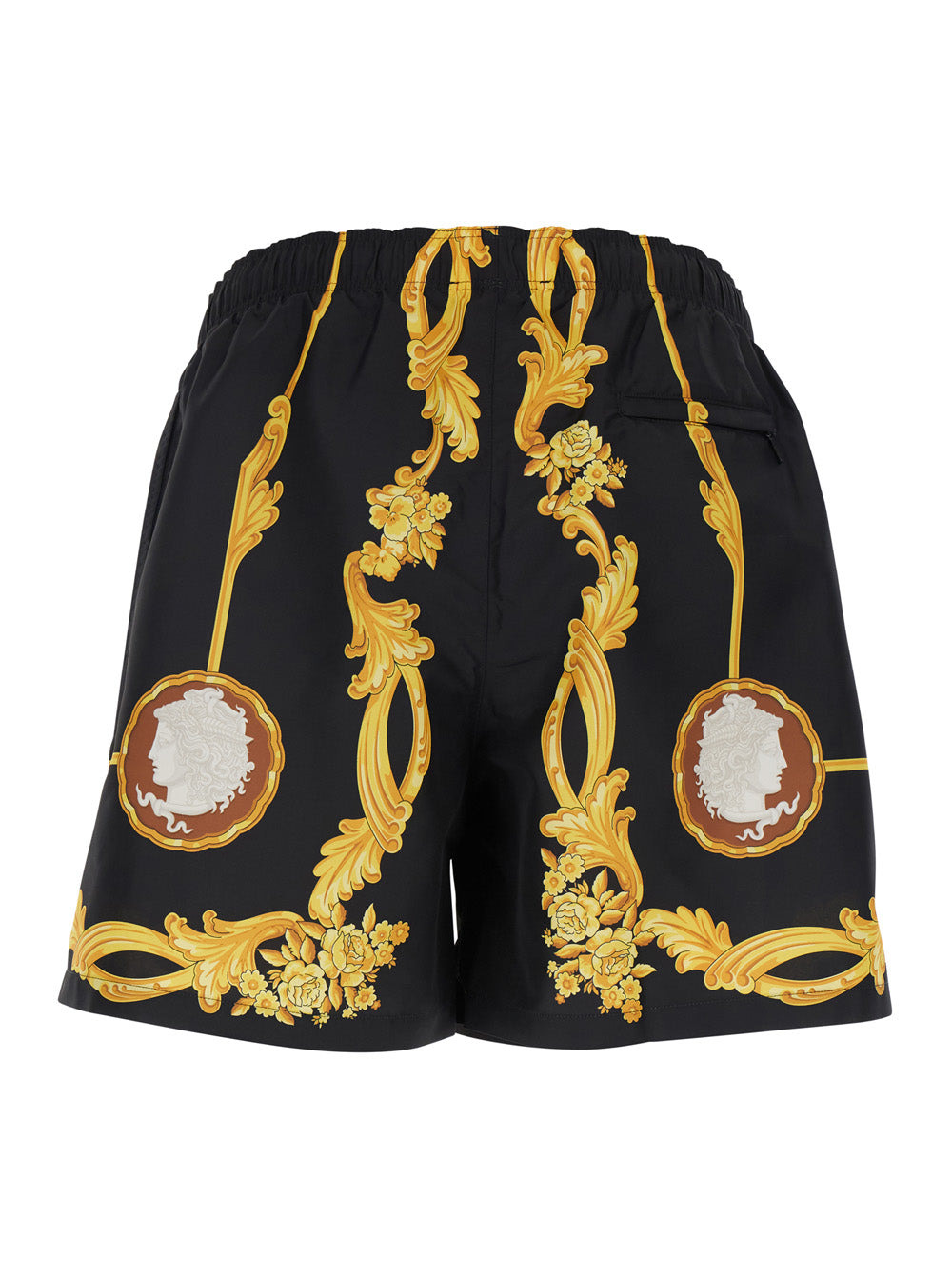 Versace Men Black Swimsuit With All-Over Cameo Print In Tech Fabric Man - 2