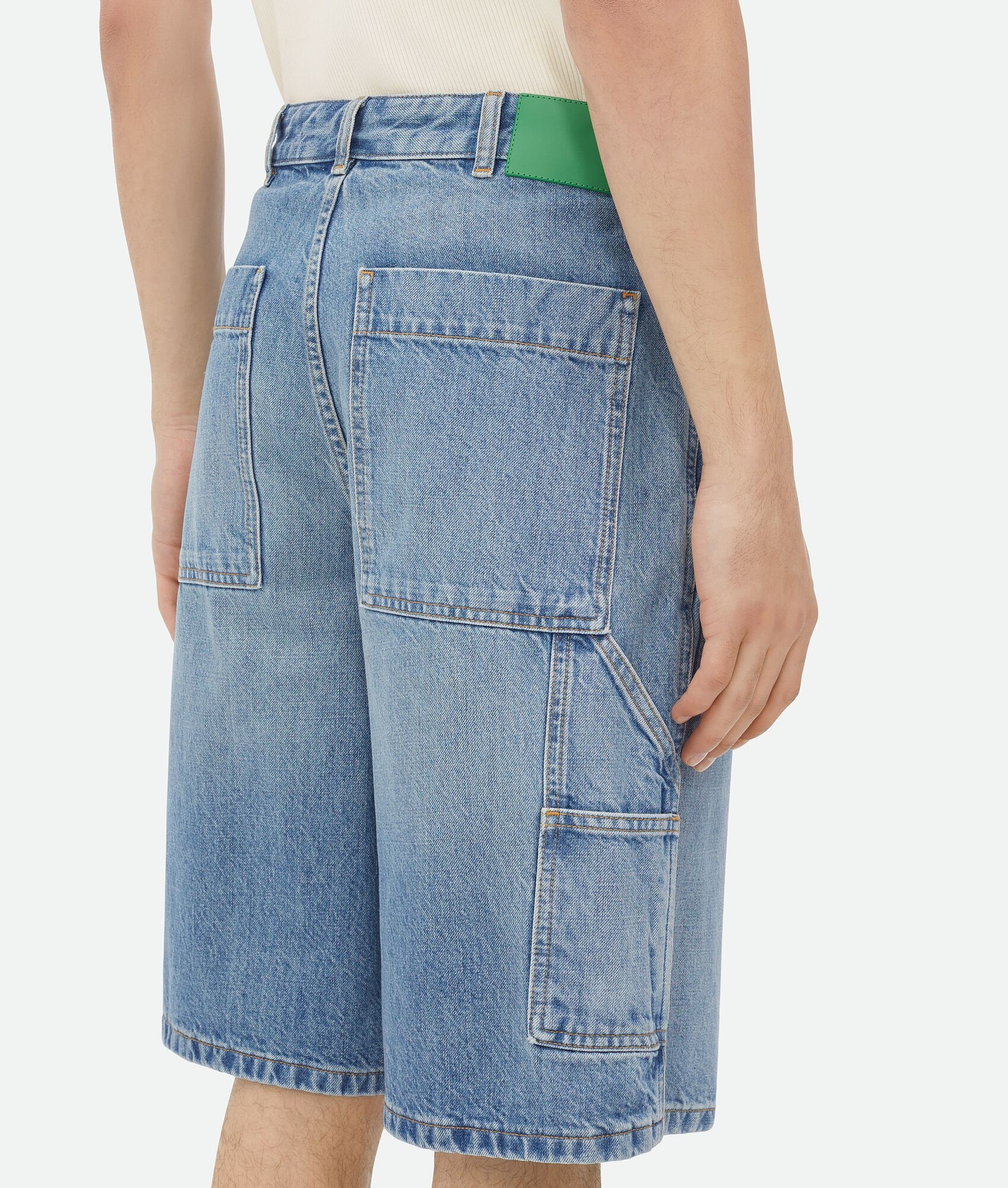 Vintage Indigo Cargo Denim Shorts - 4