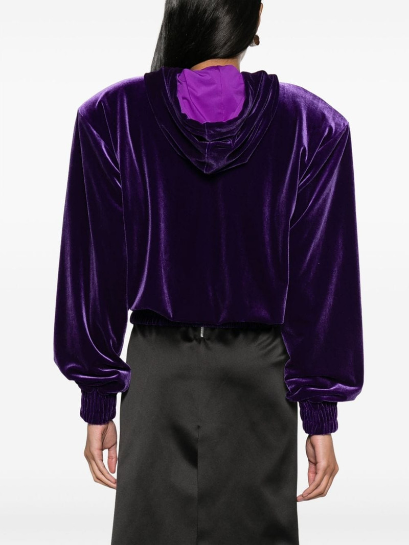 logo-print velour hoodie 4