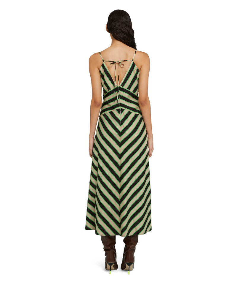 MSGM Twill viscose midi dress with "Jumbo Stripe" print outlook