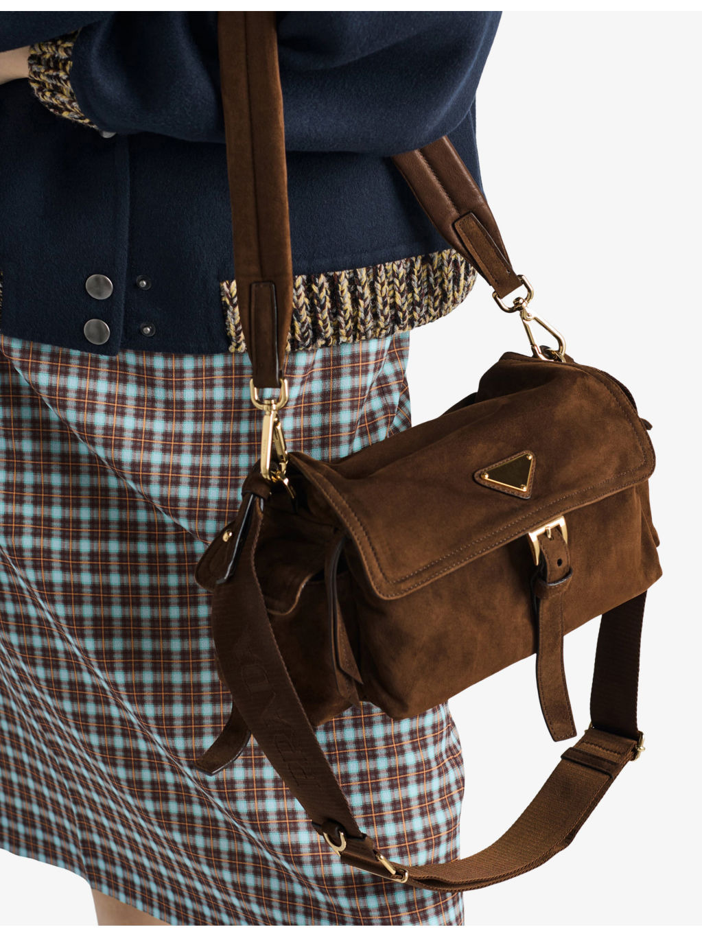 Explore Medium Suede Shoulder Bag - 8