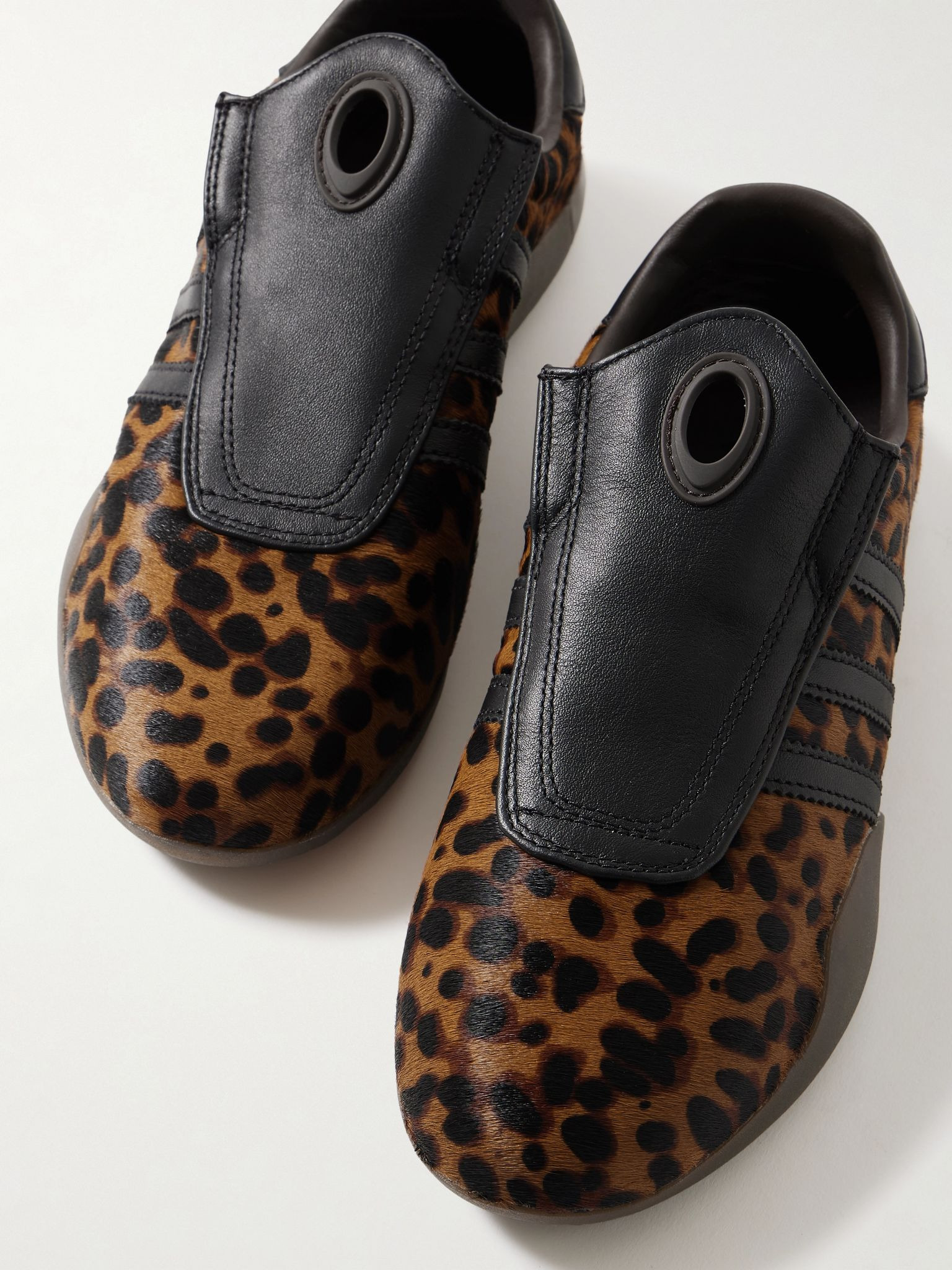 Taekwondo Mei leather-trimmed leopard-print pony hair sneakers Leopard print - 4