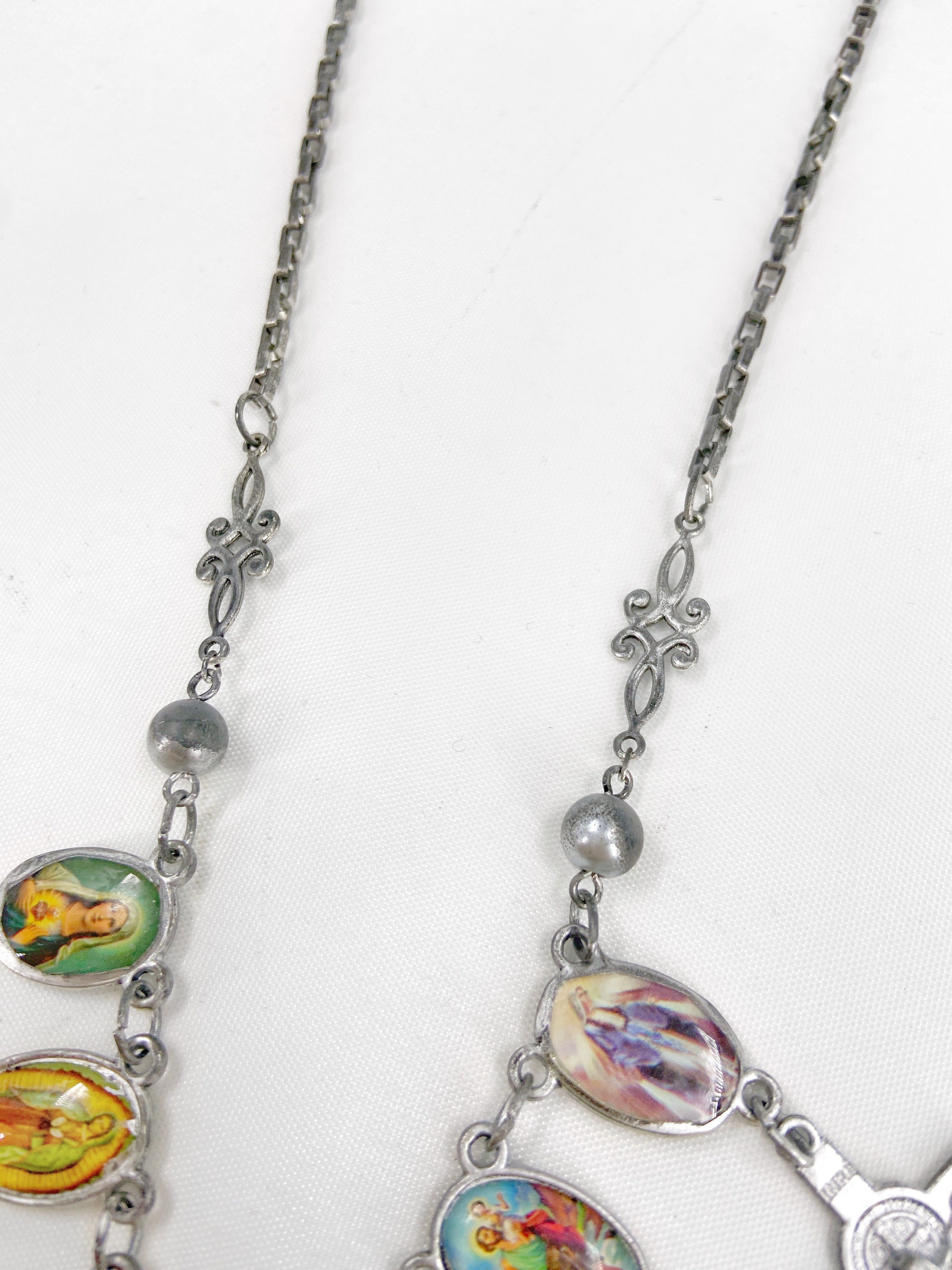 Jean Paul Gaultier 90S Sample 7 Cross Enamel Christian Pendant Chain Necklace - 15