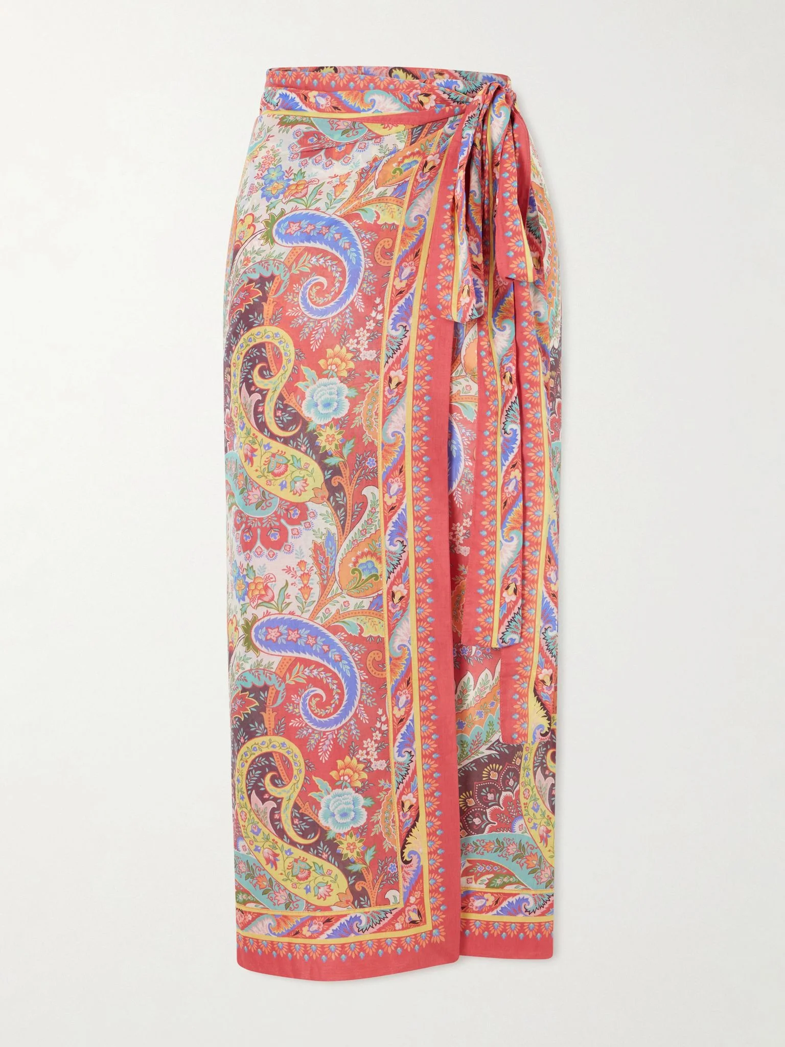 Paisley-print voile cover-up Burgundy - 1