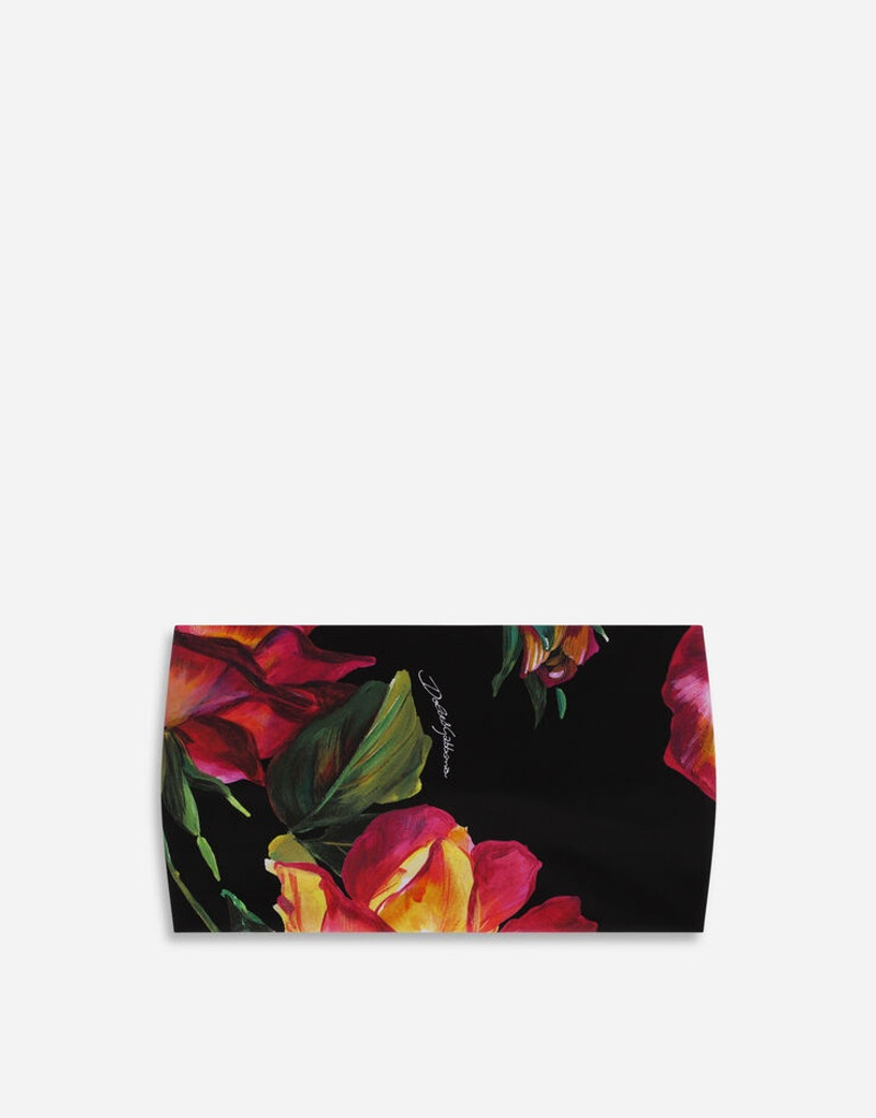 Dolce & Gabbana Rose-print jersey headband outlook