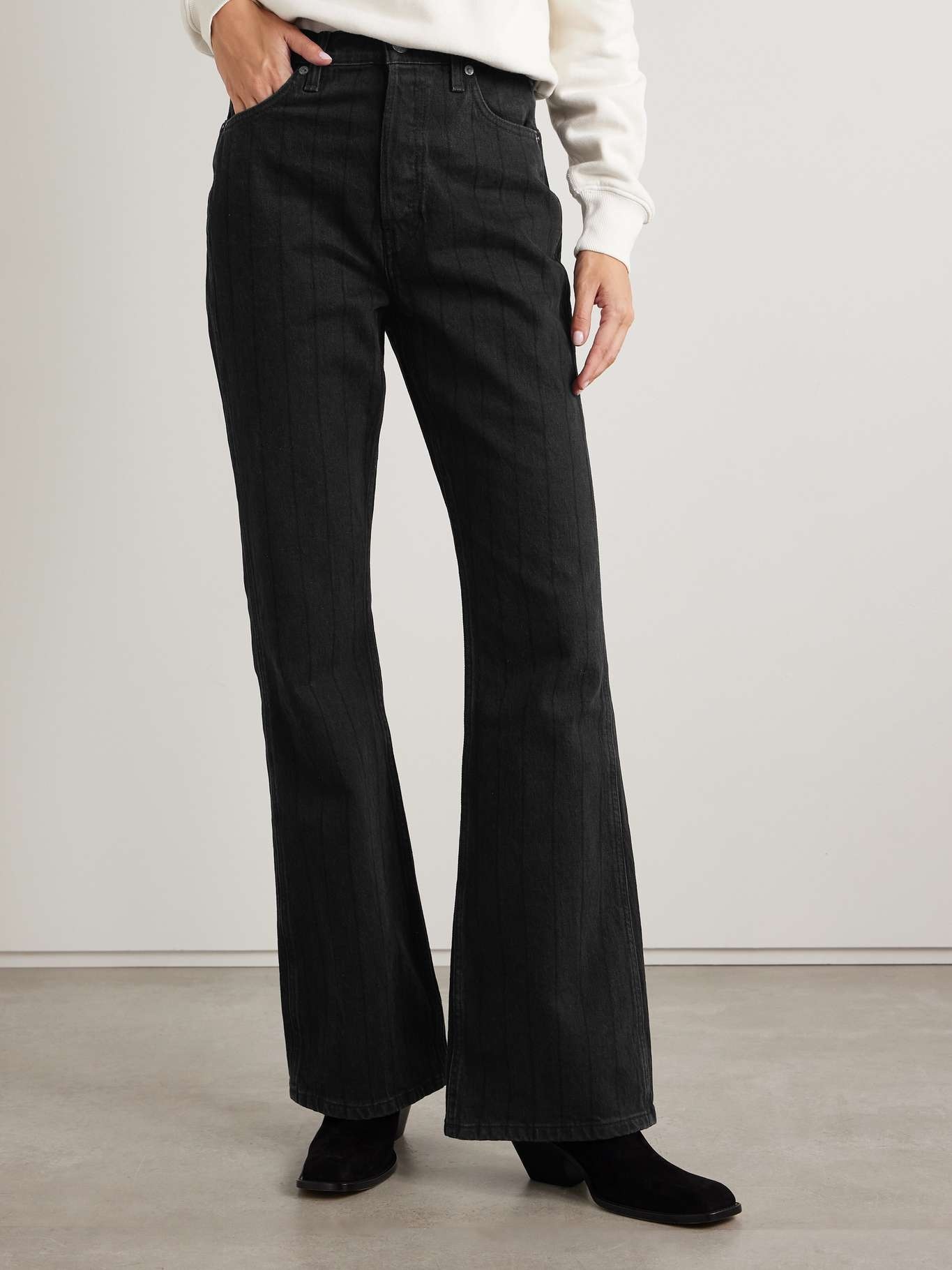 The Riding Jean striped high-rise flared jeans Black - 3