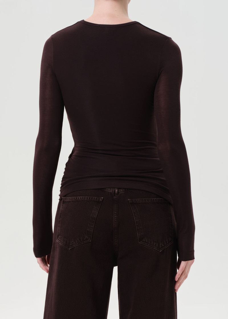 AGOLDE EVE TWIST TEE IN ROOT outlook