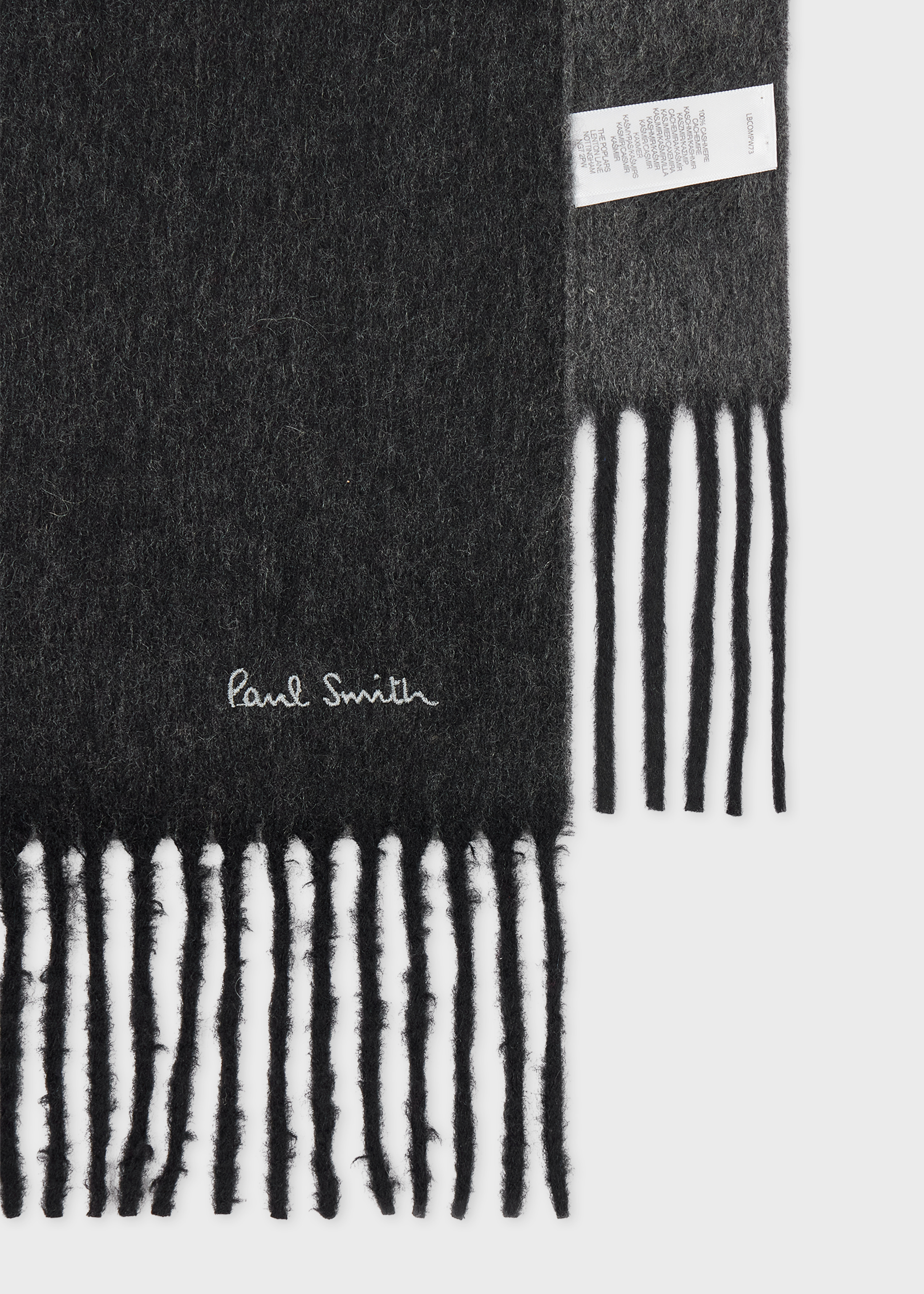 Black 'Signature Stripe' Edge Cashmere Scarf - 2