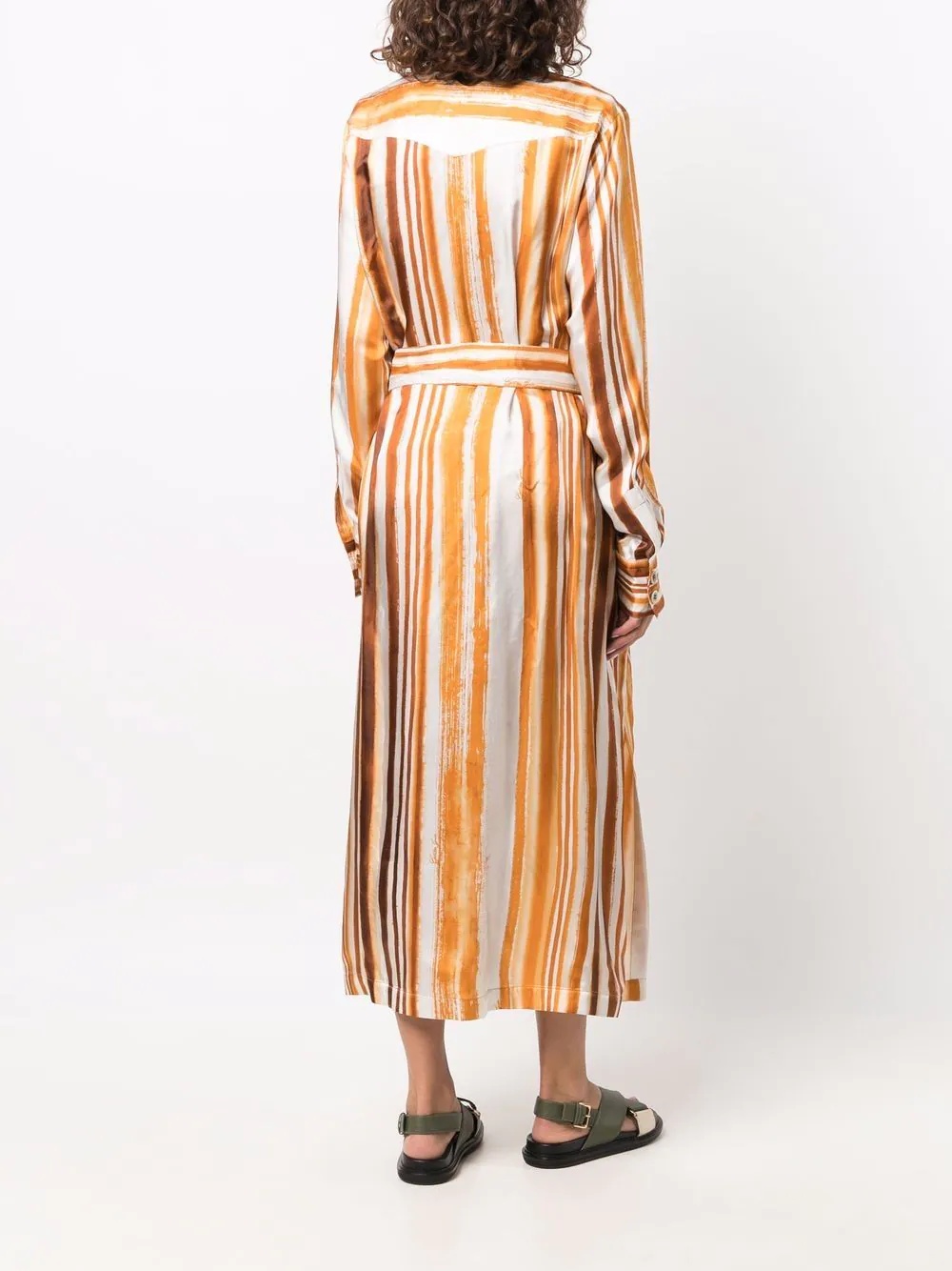 stripe-pattern shirt dress - 4