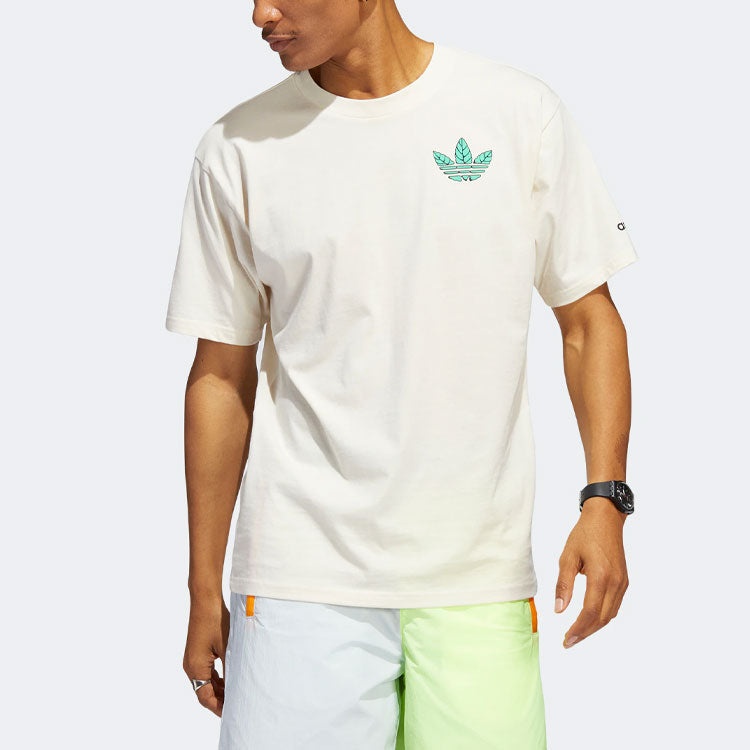 adidas originals Trefoil Leaves Back Large Logo Alphabet Printing Athleisure Casual Sports Short Sle - 3