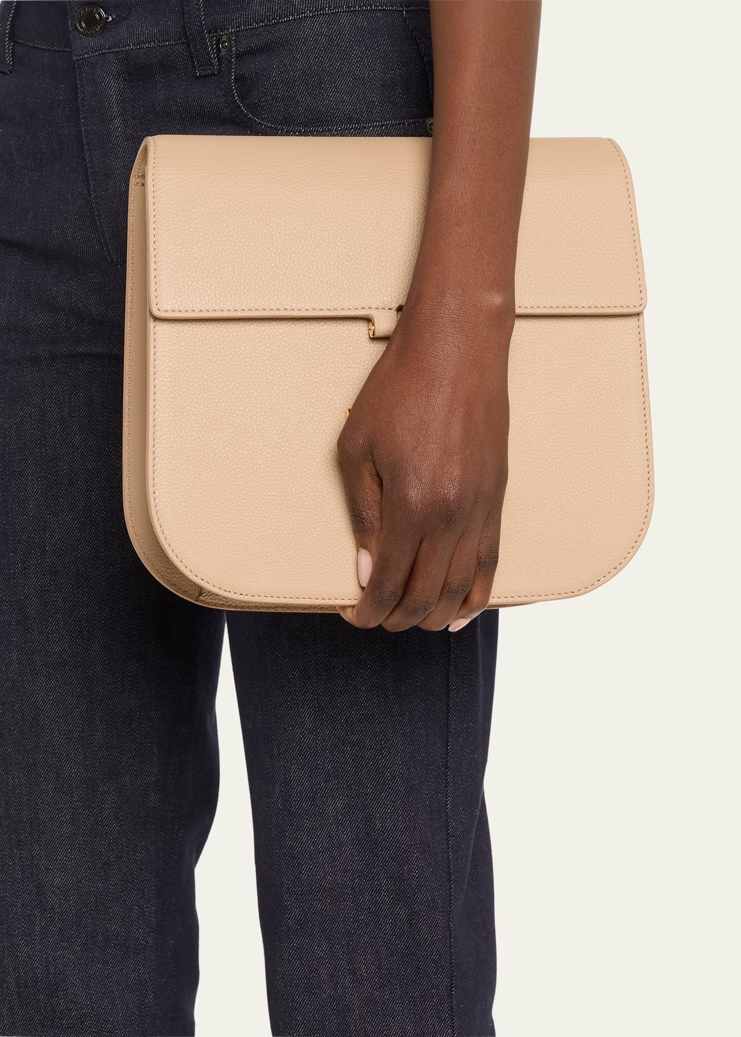 Tara Medium Crossbody in Grained Leather with Leather Strap - 2
