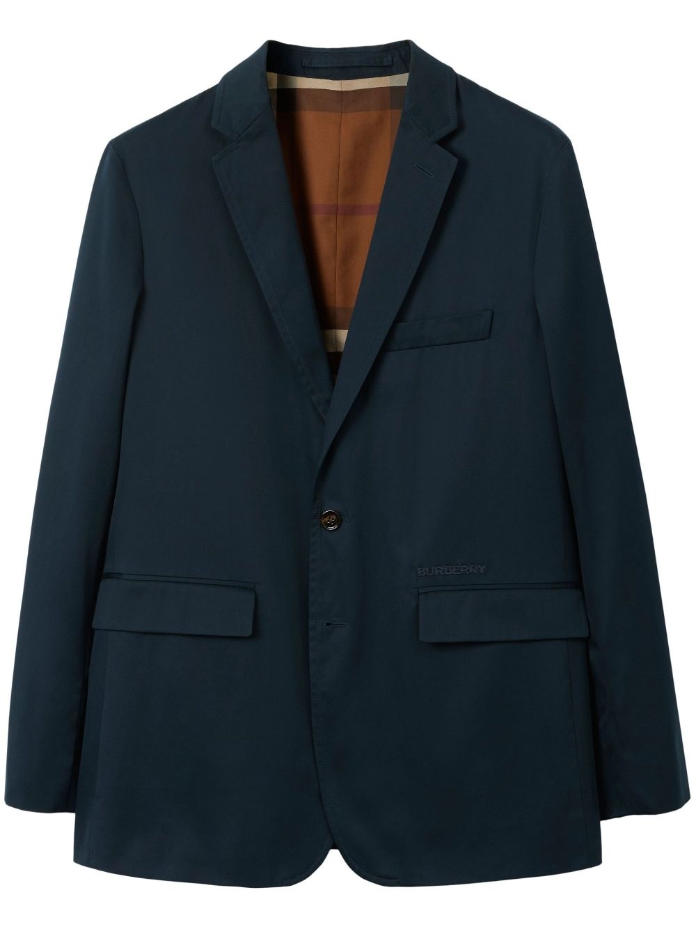 notched-collar cotton tailored blazer - 1