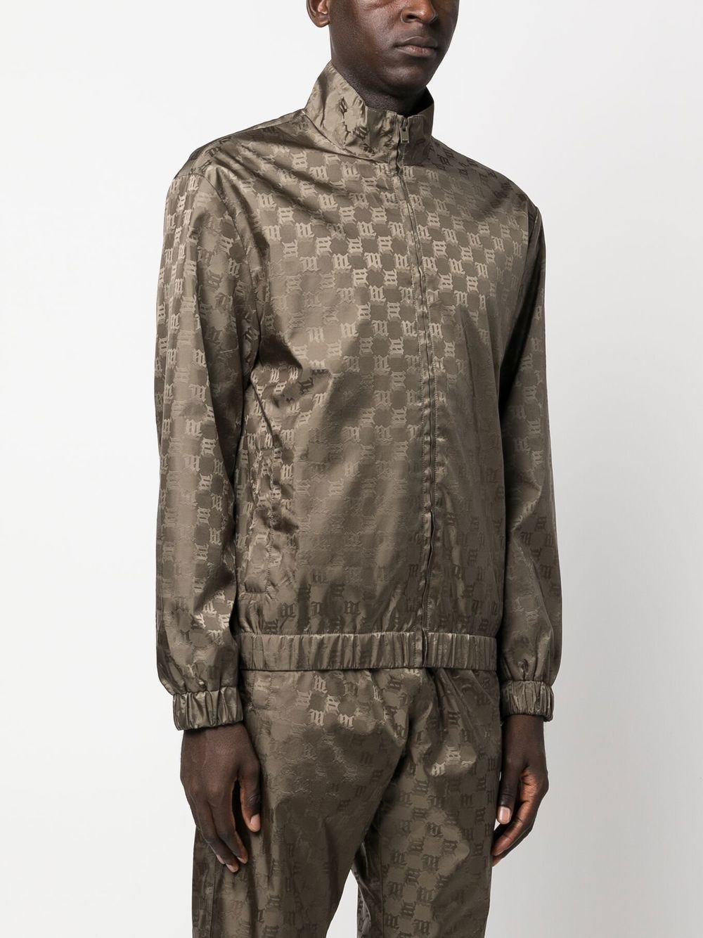 monogram-print zip-up jacket - 4