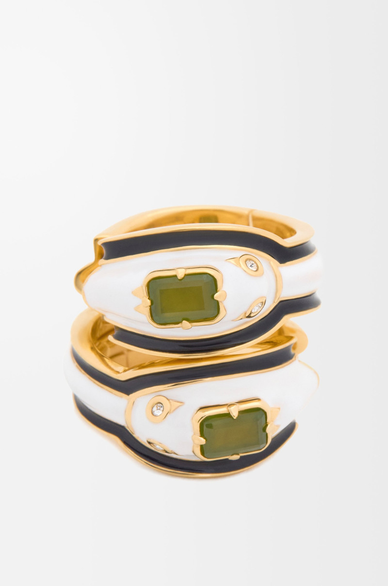 Loewe Snake earrings in sterling silver, crystals and jade outlook