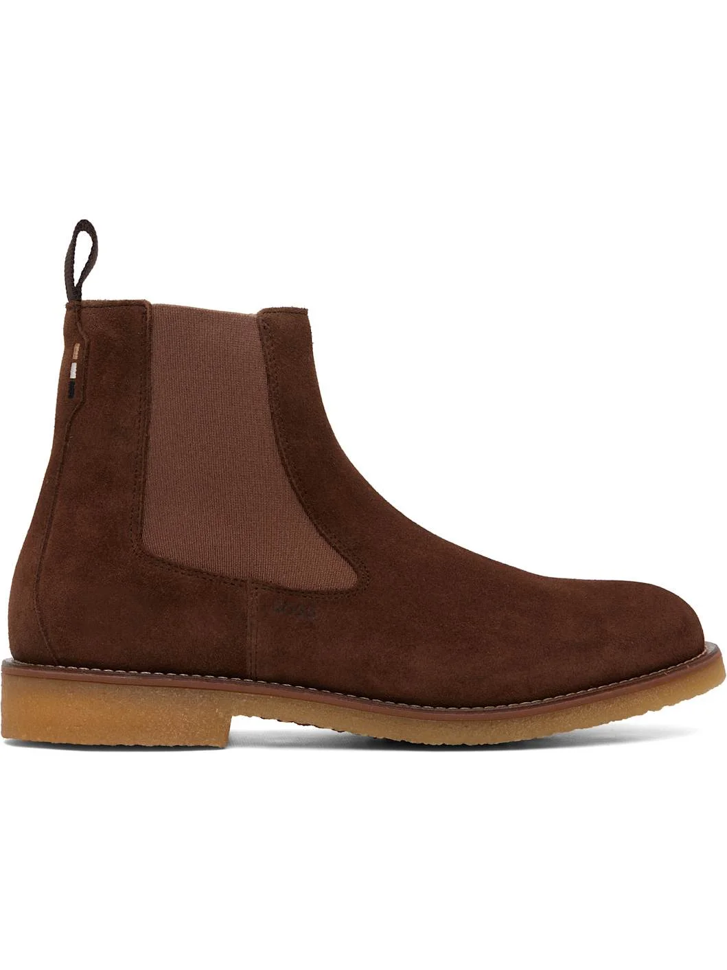 Brown Suede Signature-Stripe Stitching Chelsea Boots - 1
