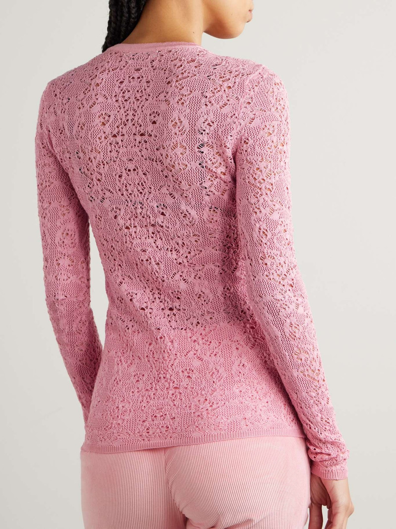 Ithaca crocheted wool and silk-blend Henley top Pink 4