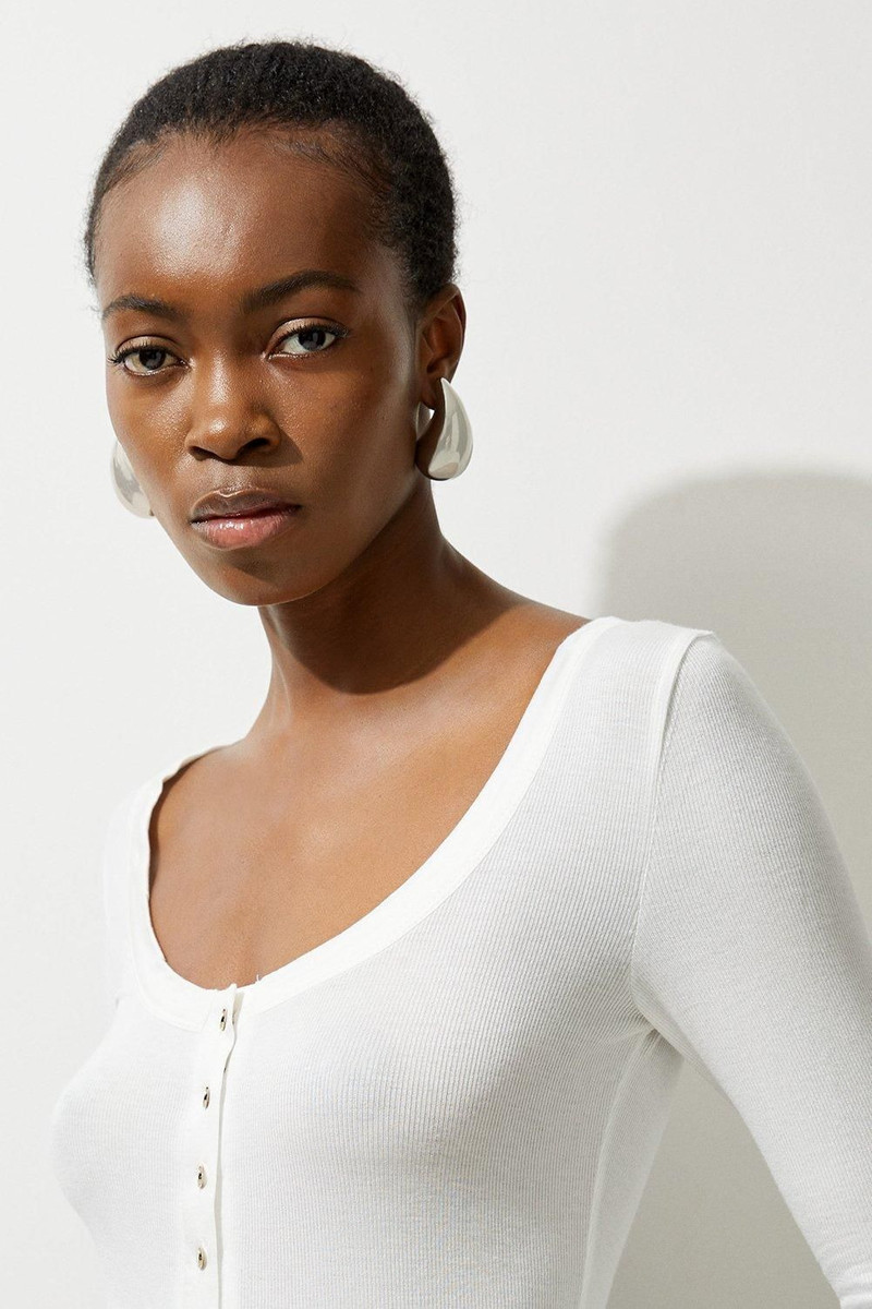 Lux Viscose Rib Jersey Long Sleeve Scoop Neck Top 5