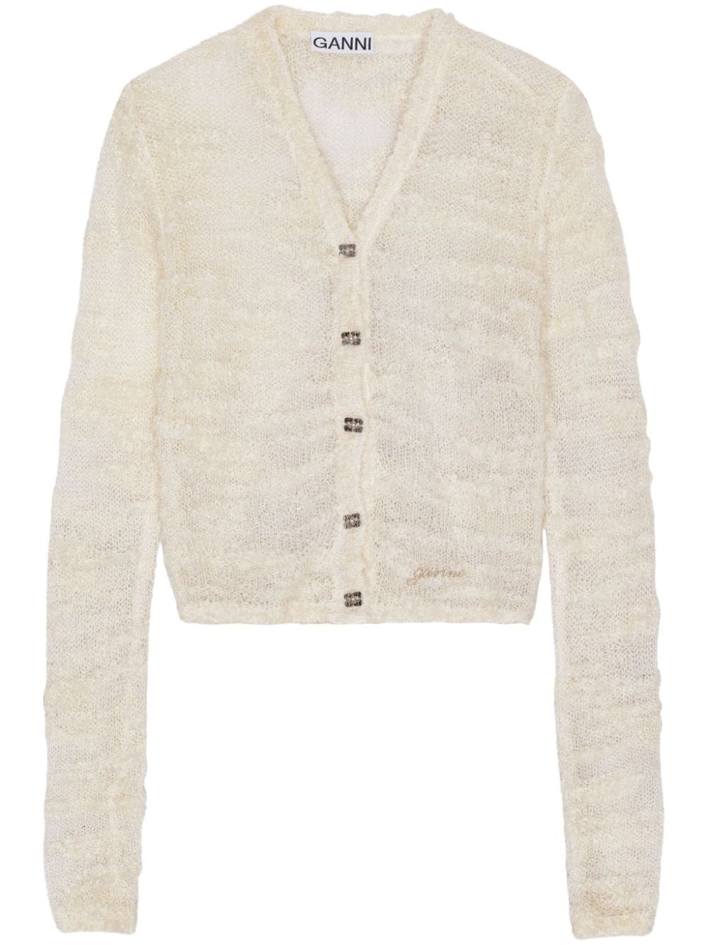 sheer open-knit cardigan - 1