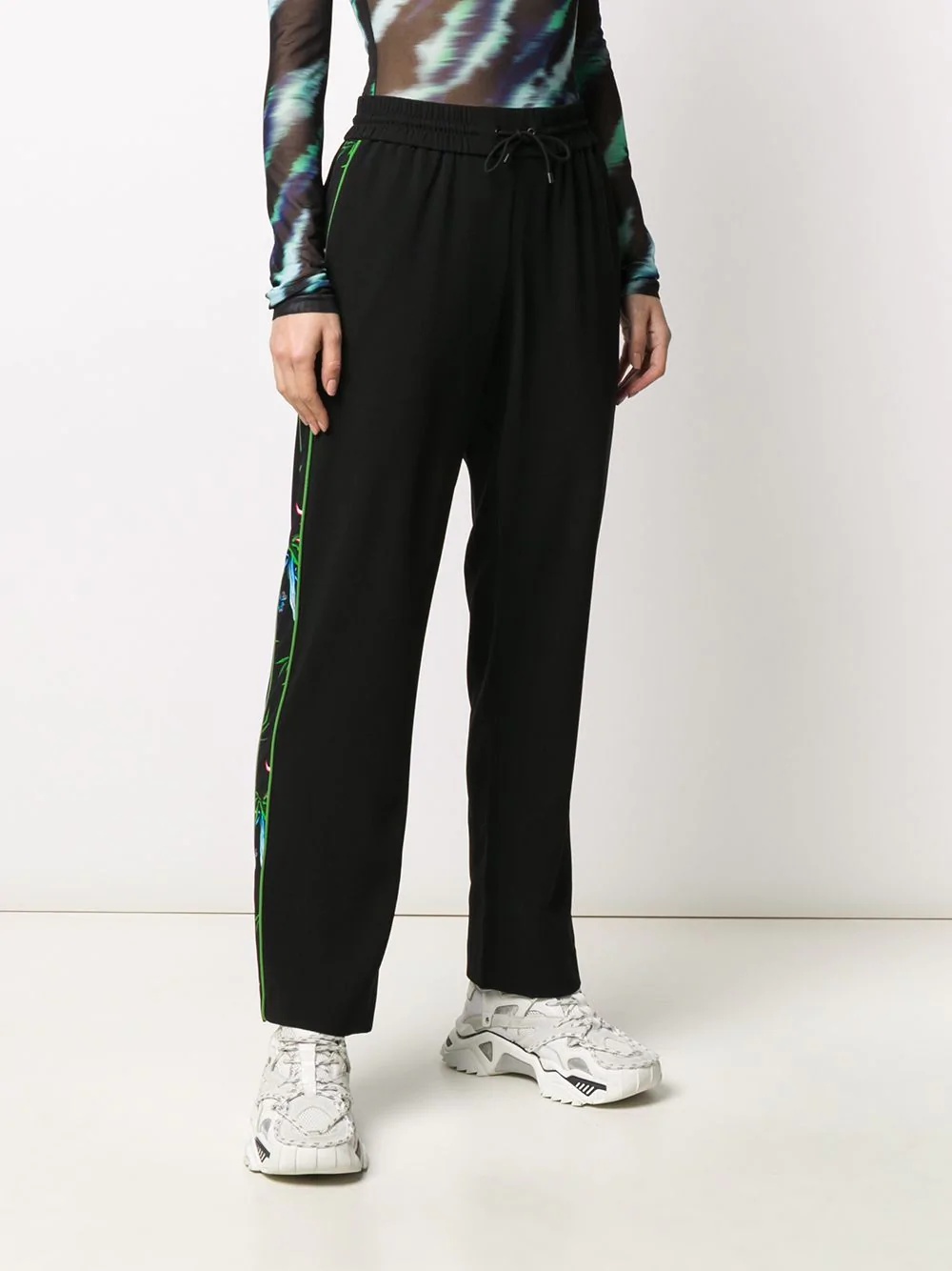 side floral-print track trousers - 3