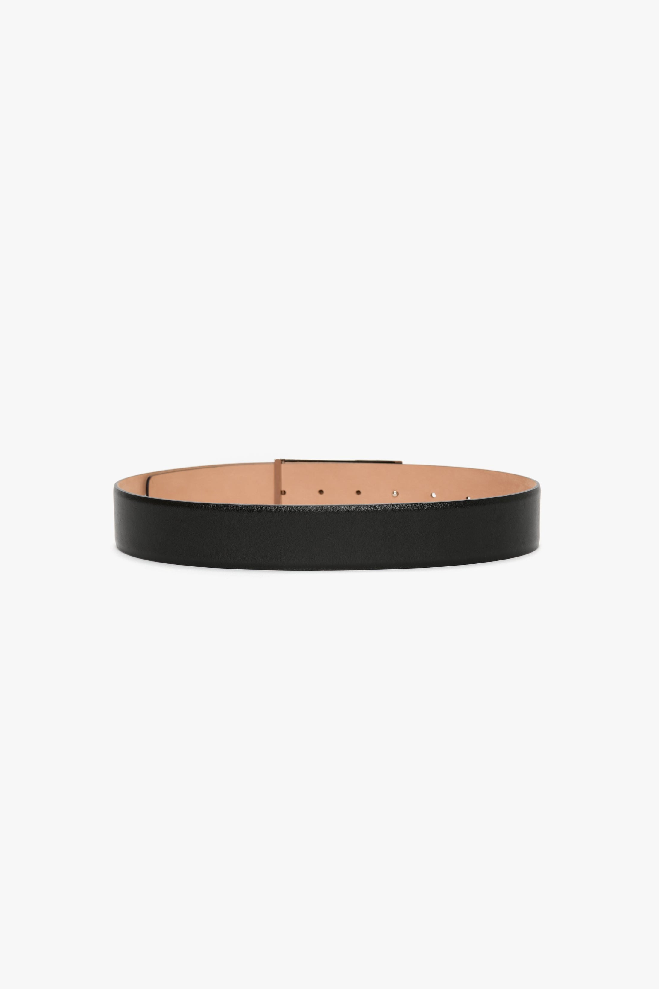 Silver Buckle Jumbo Frame Belt In Black Grained Leather - 3