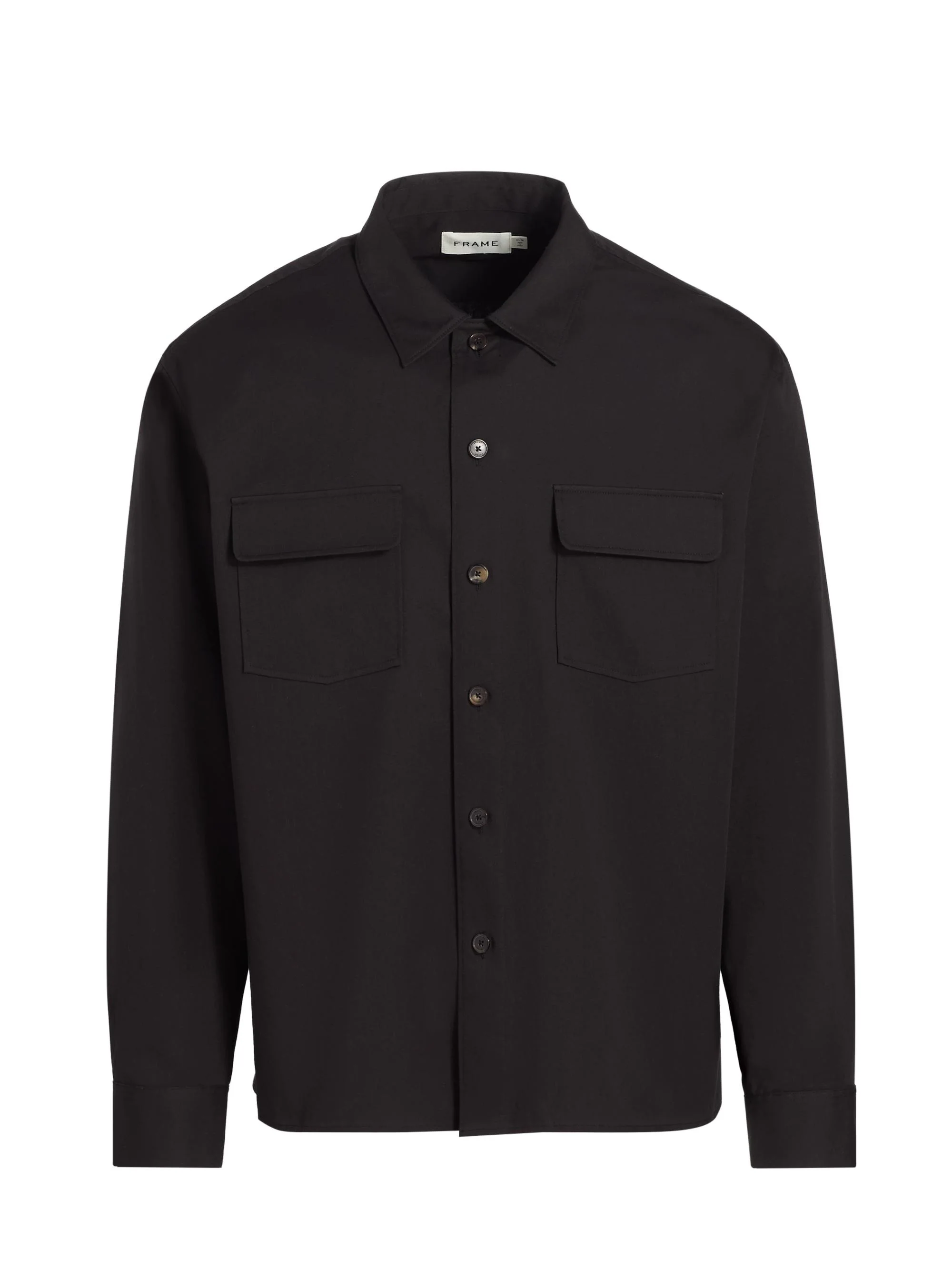 Men's Washed Double Flap Pocket Overshirt - Washed Black - 1