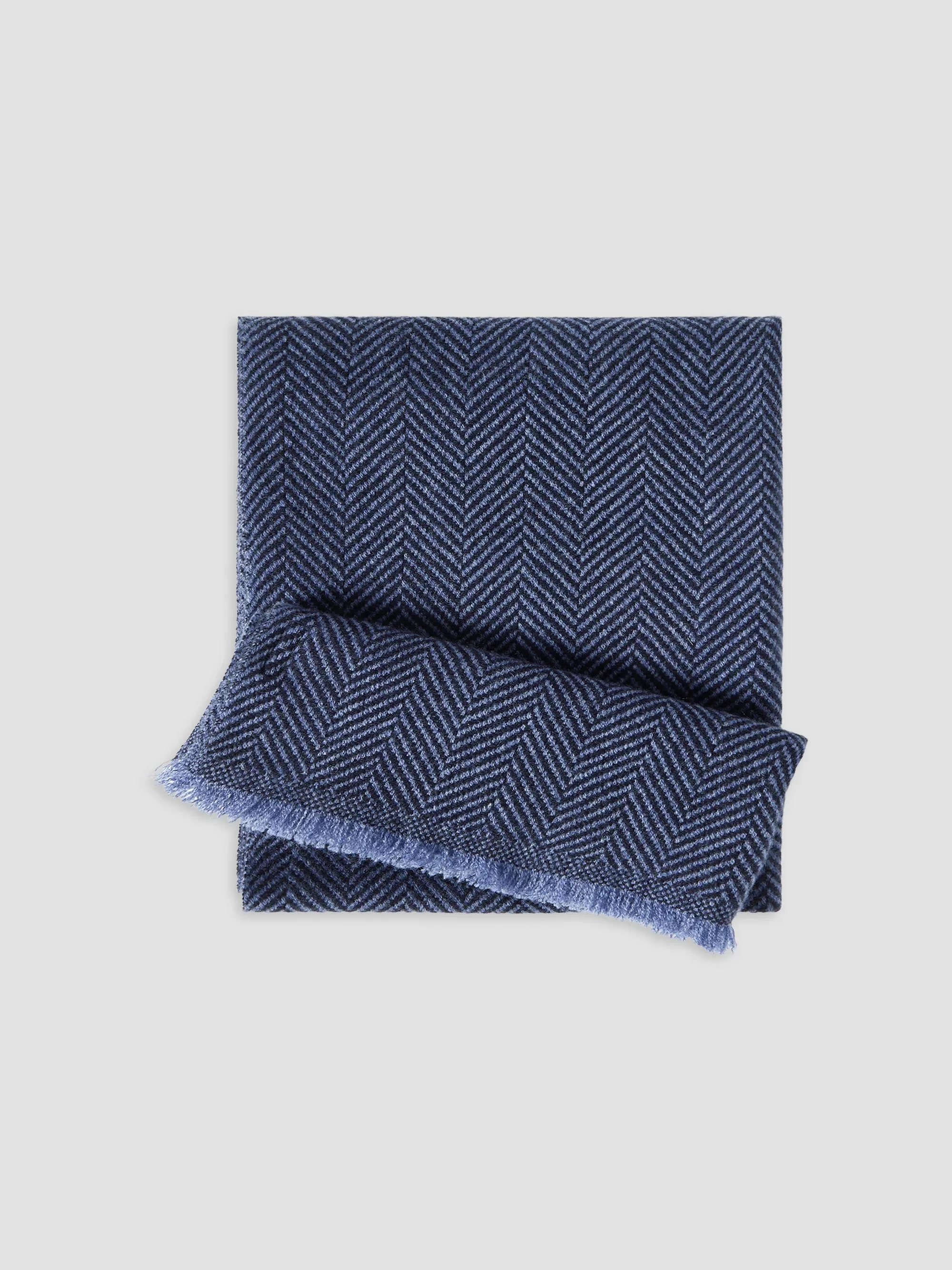 Men's Cashmere Chevron Scarf - Avio Blue - 1