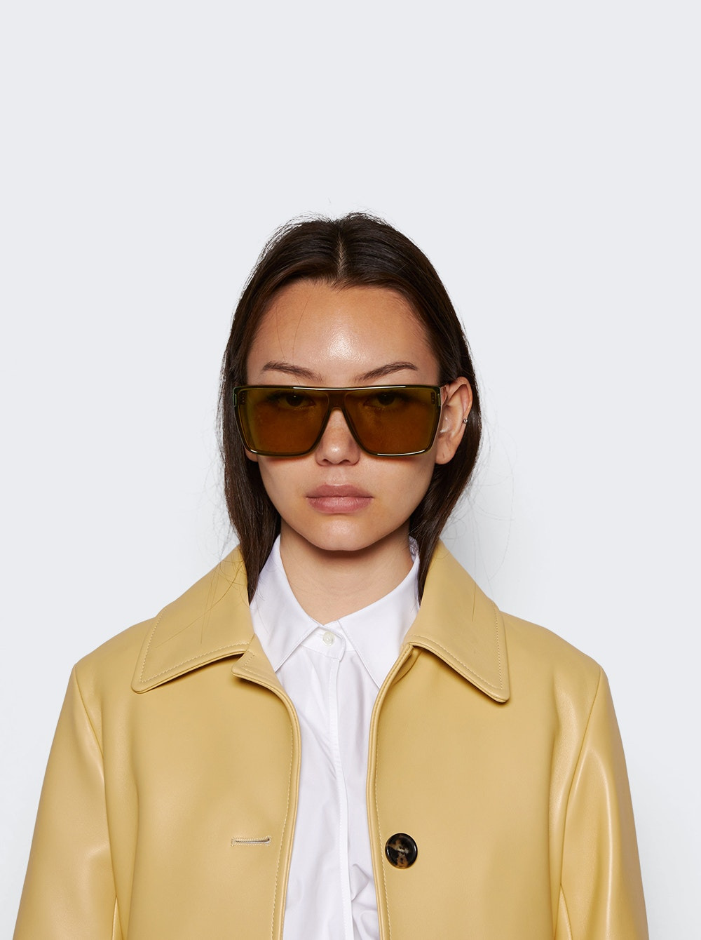 Vitti Flat Top Sunglasses Shiny Transparent Ocra - 2