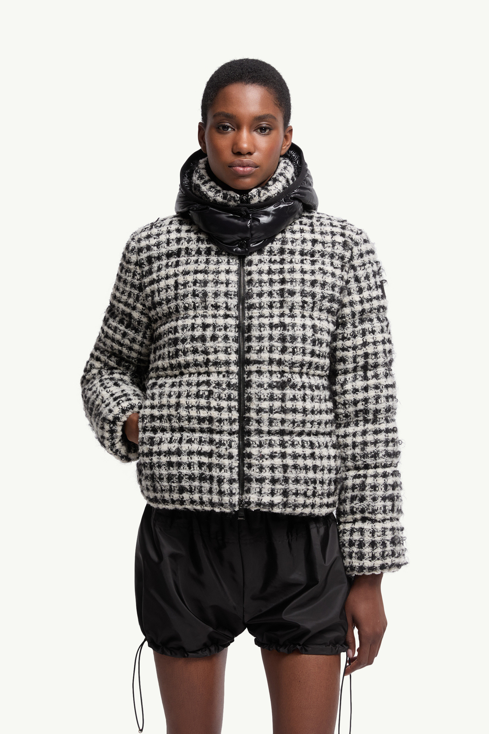 Andronne Tweed Hooded Short Down Jacket - 3
