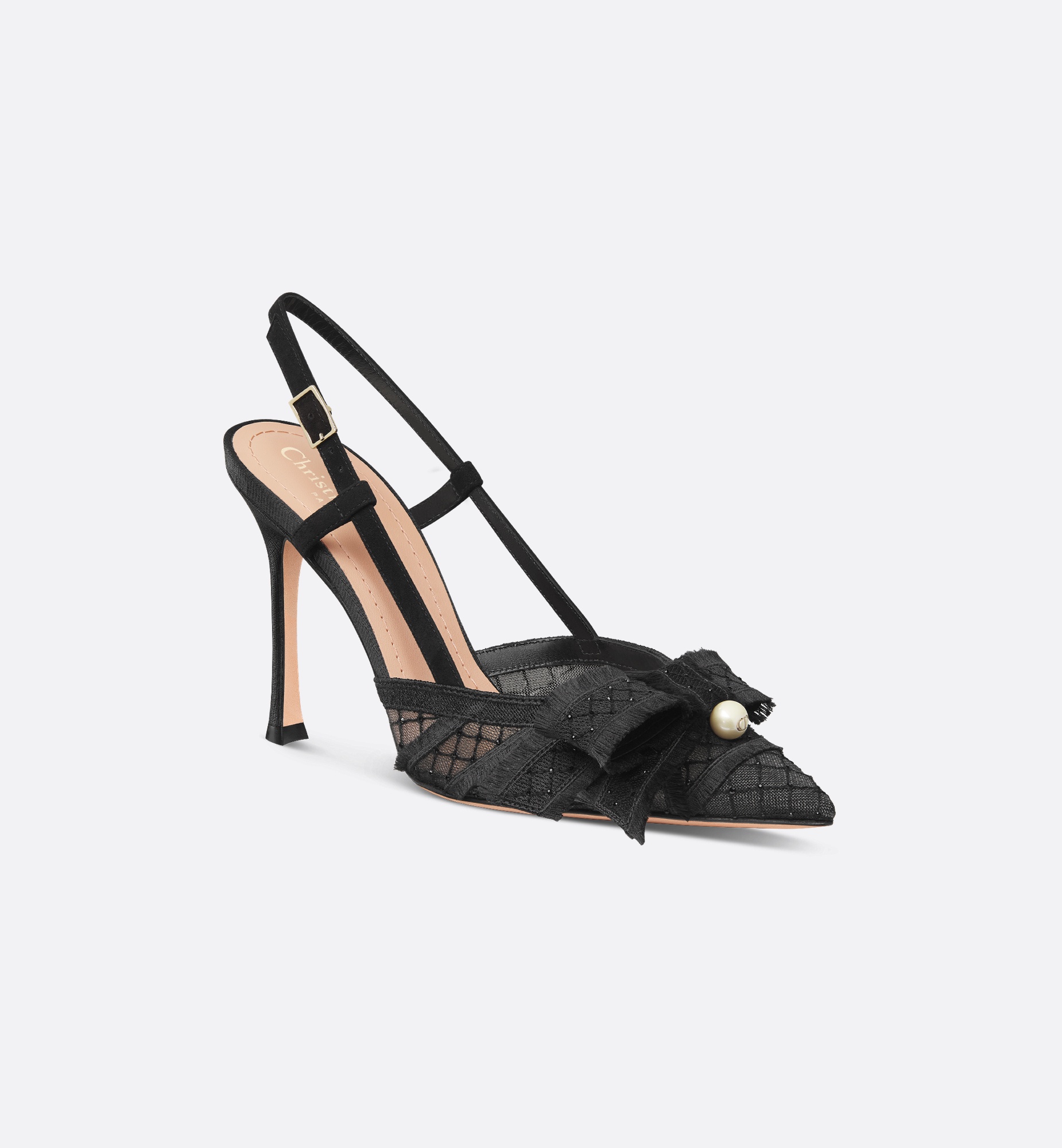 【エレガント☆】Dior Adiorable ミュール Adiorable Heeled Mule Gold-Tone Fringed Laminated Grosgrain