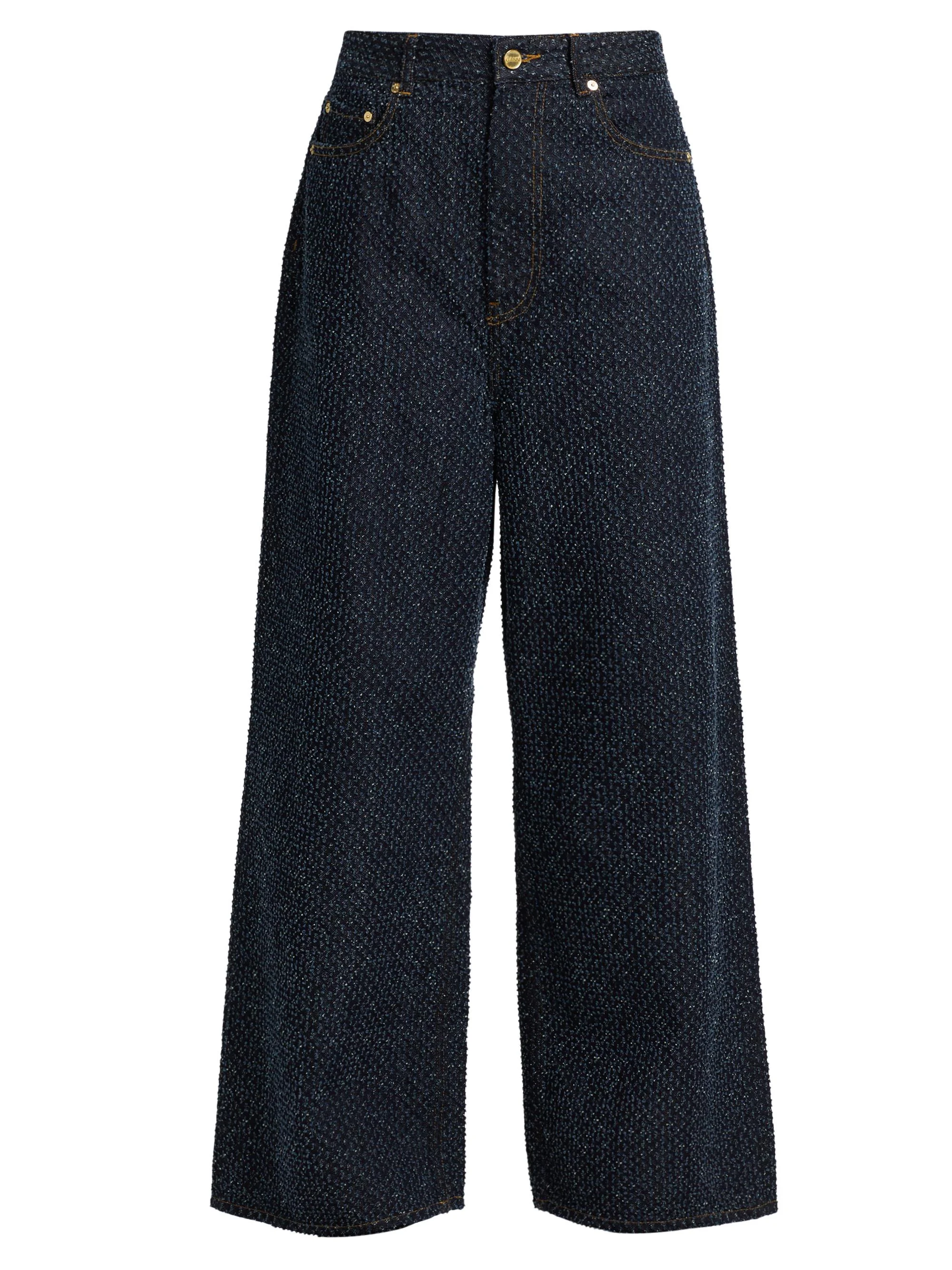 Women's Tweed Denim Baggy Jeans - Rinse - 1