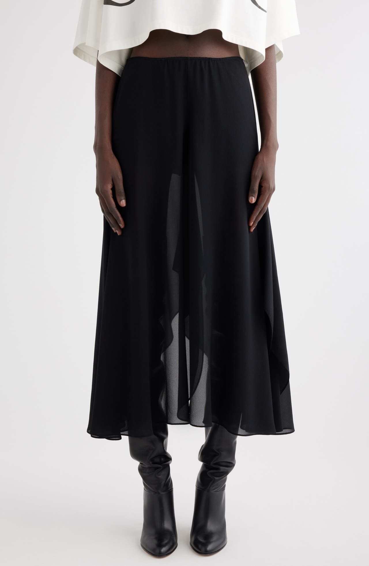 Chloé Sheer Silk Georgette Maxi Skirt in Black at Nordstrom - 1