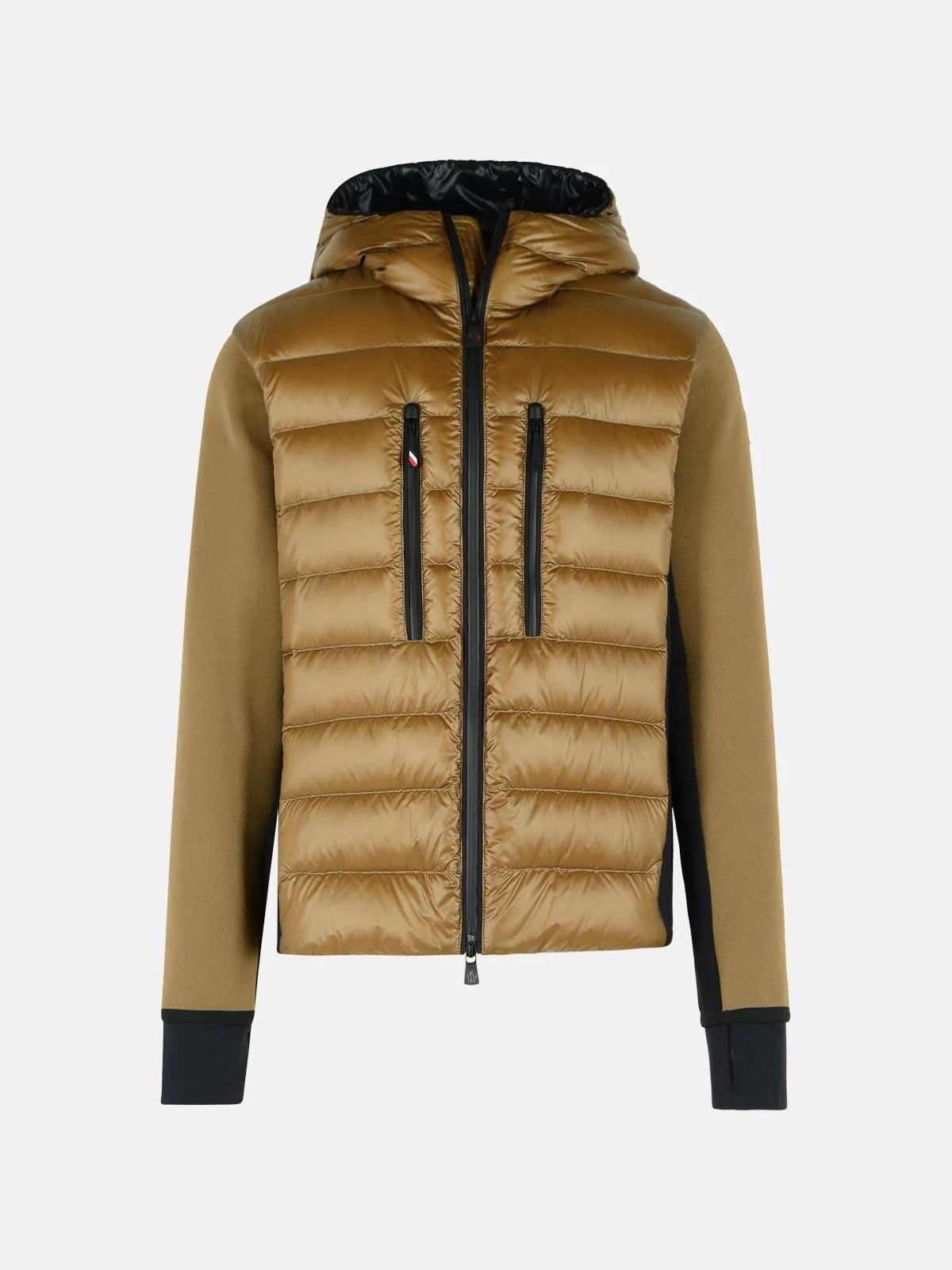 PADDED HOODIE WITH BEIGE POLYAMIDE ZIP - 1