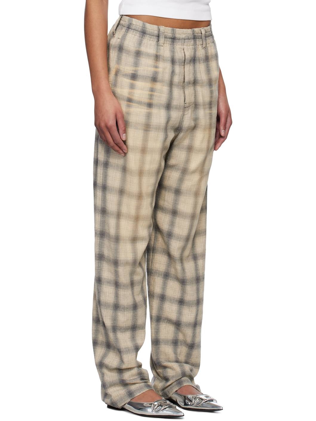 Gray Washed Checkered Trousers - 2