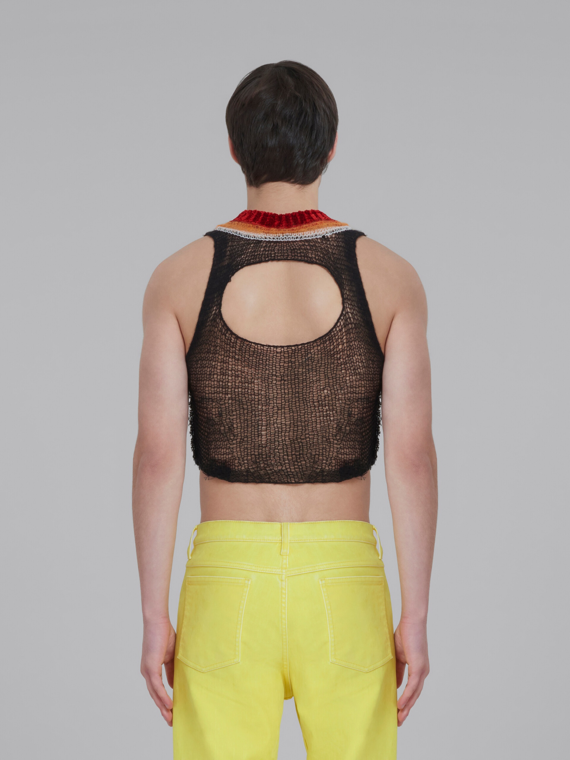 BLACK WOOL-CASHMERE TOP WITH CUTOUT - 3