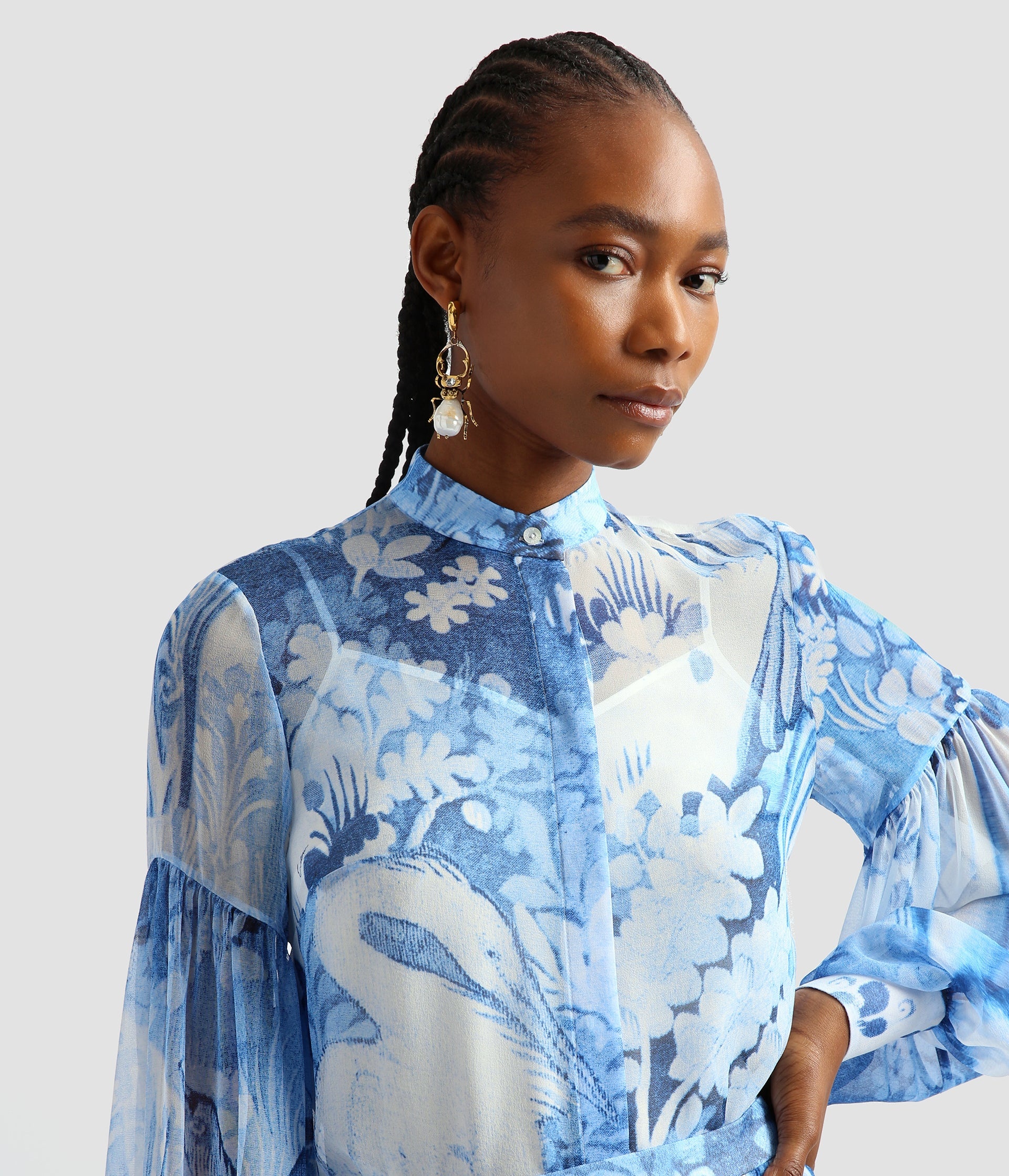 BLOUSON SLEEVE SHIRT - 5