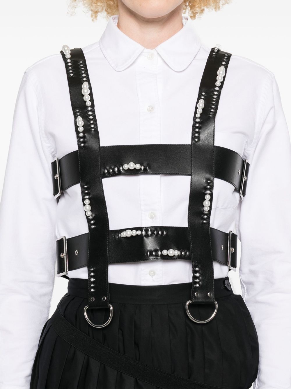 faux-leather harness vest - 5