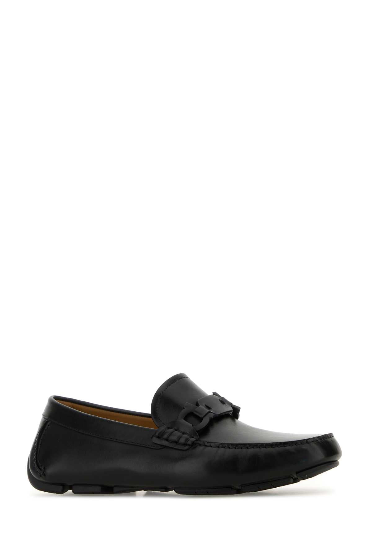 Salvatore Ferragamo Men Black Leather Byte Loafers - 2