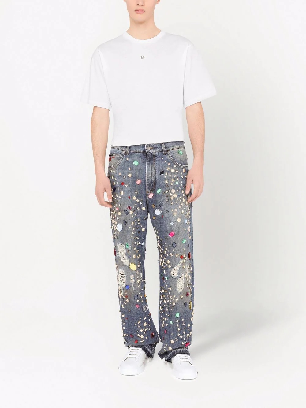 stone-embellished jeans - 2