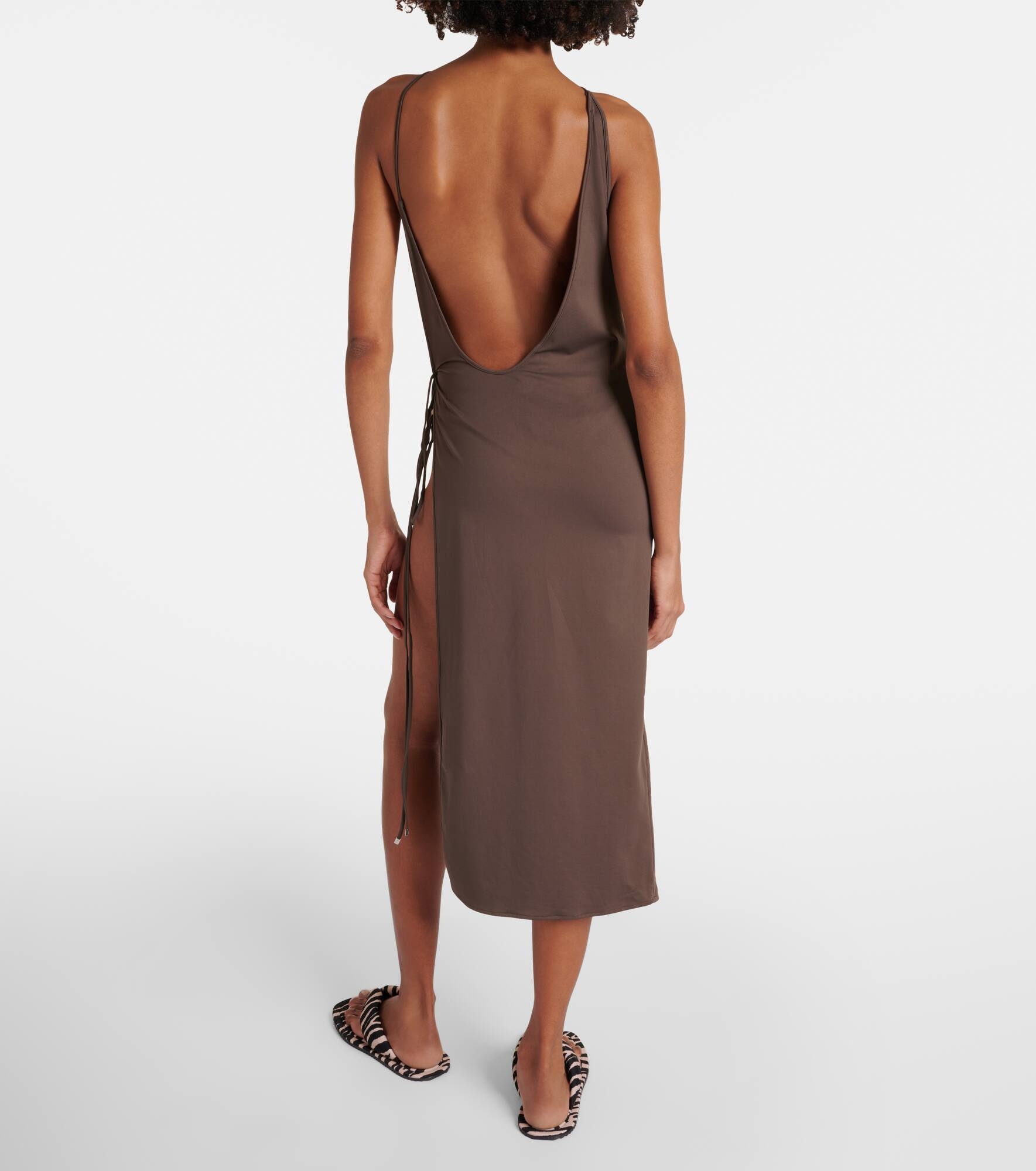 Side-slit gathered midi dress - 3