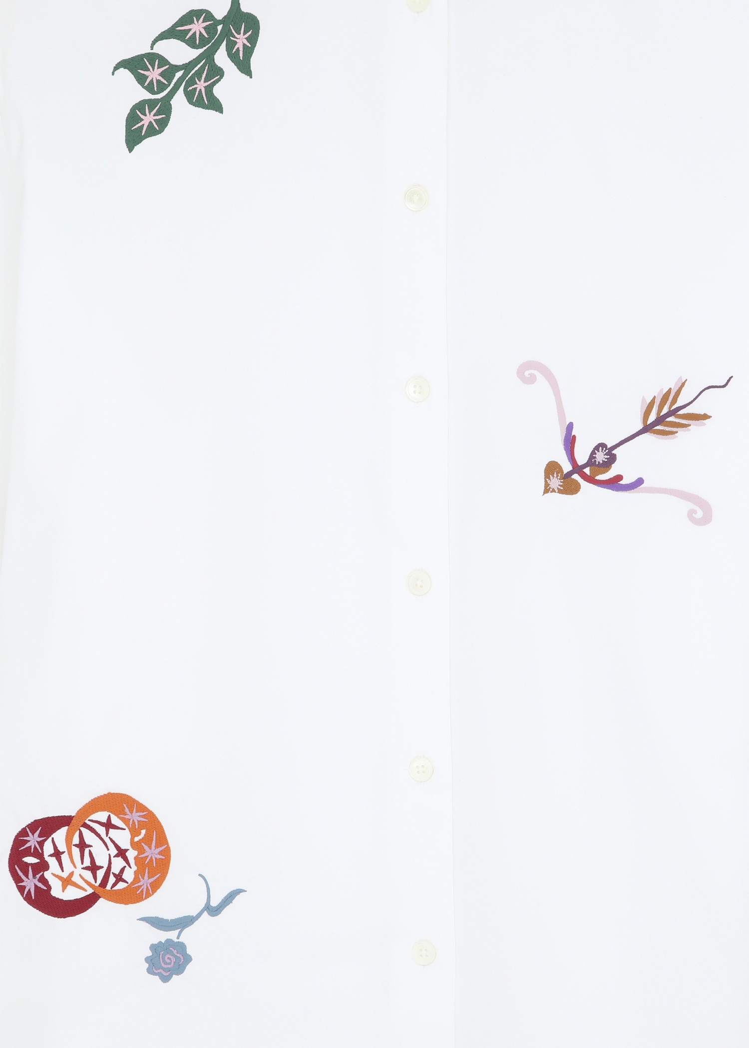 Women's White Cotton Embroidered Shirt - 3