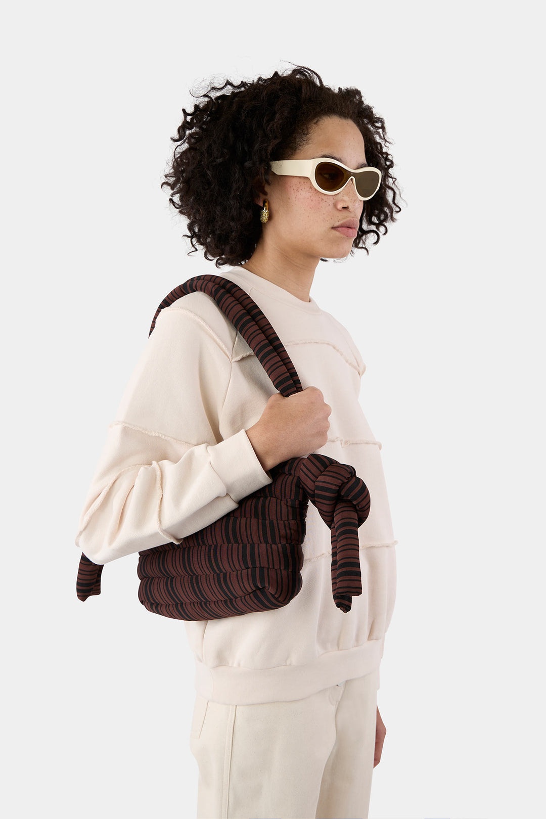 TUBO BAG / black & brown stripes - 4