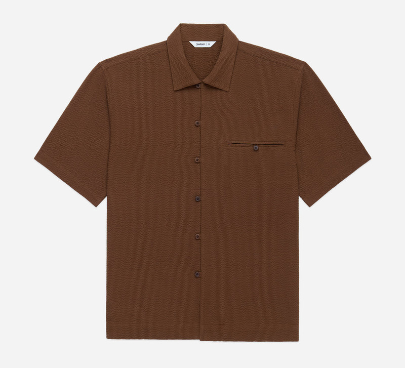 Short Sleeve Loop Shirt - Cinnamon Seersucker - 1