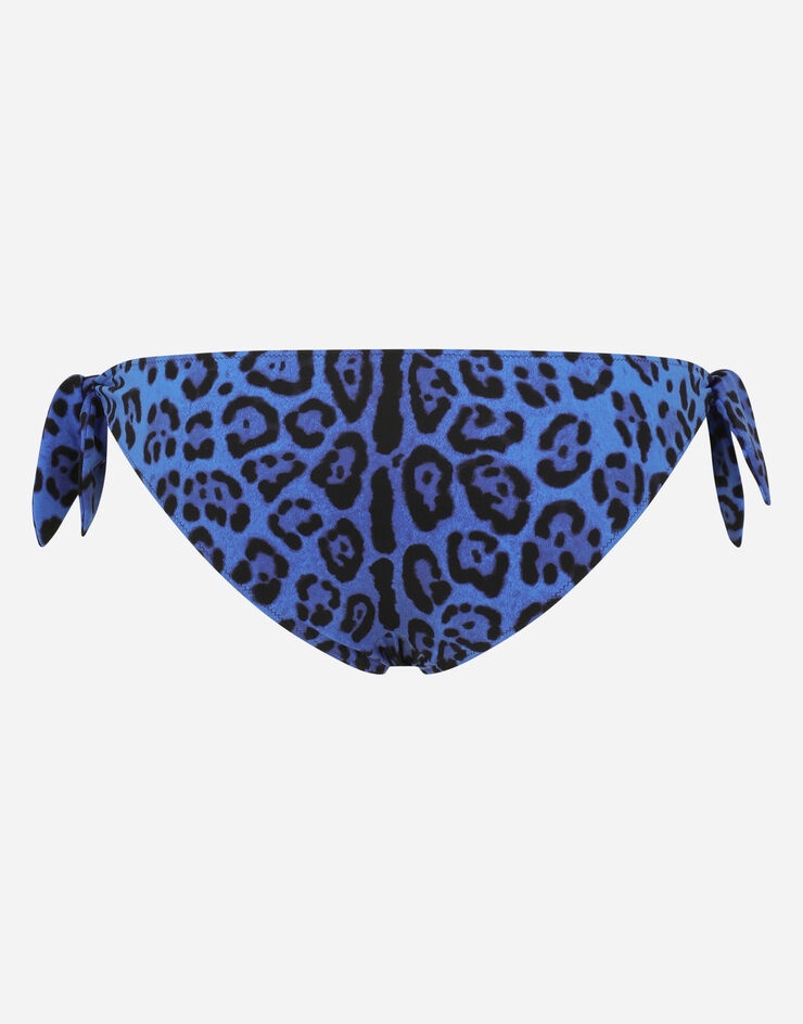 Bikini bottoms with neon leopard print with ties - 3