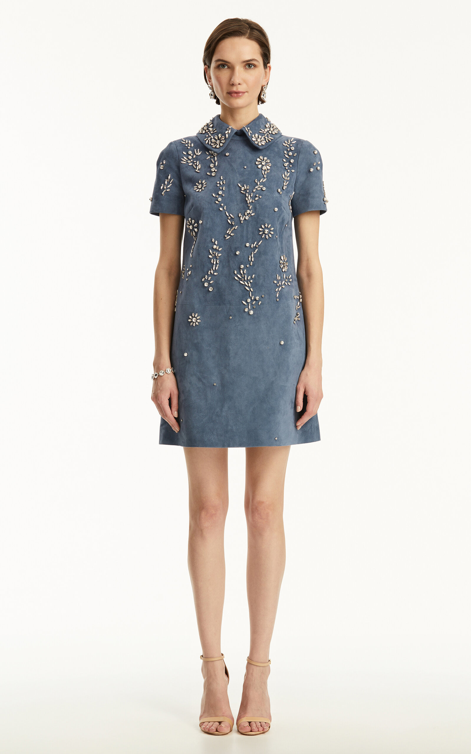 Crystal-Embellished Suede Mini Dress blue - 2