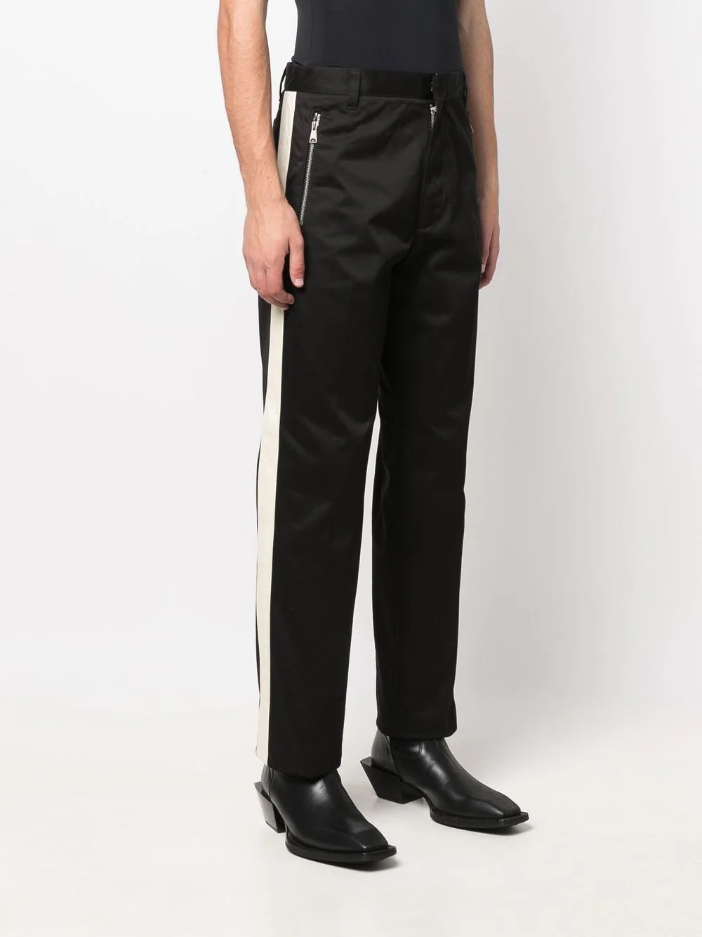 side-stripe straight trousers - 3