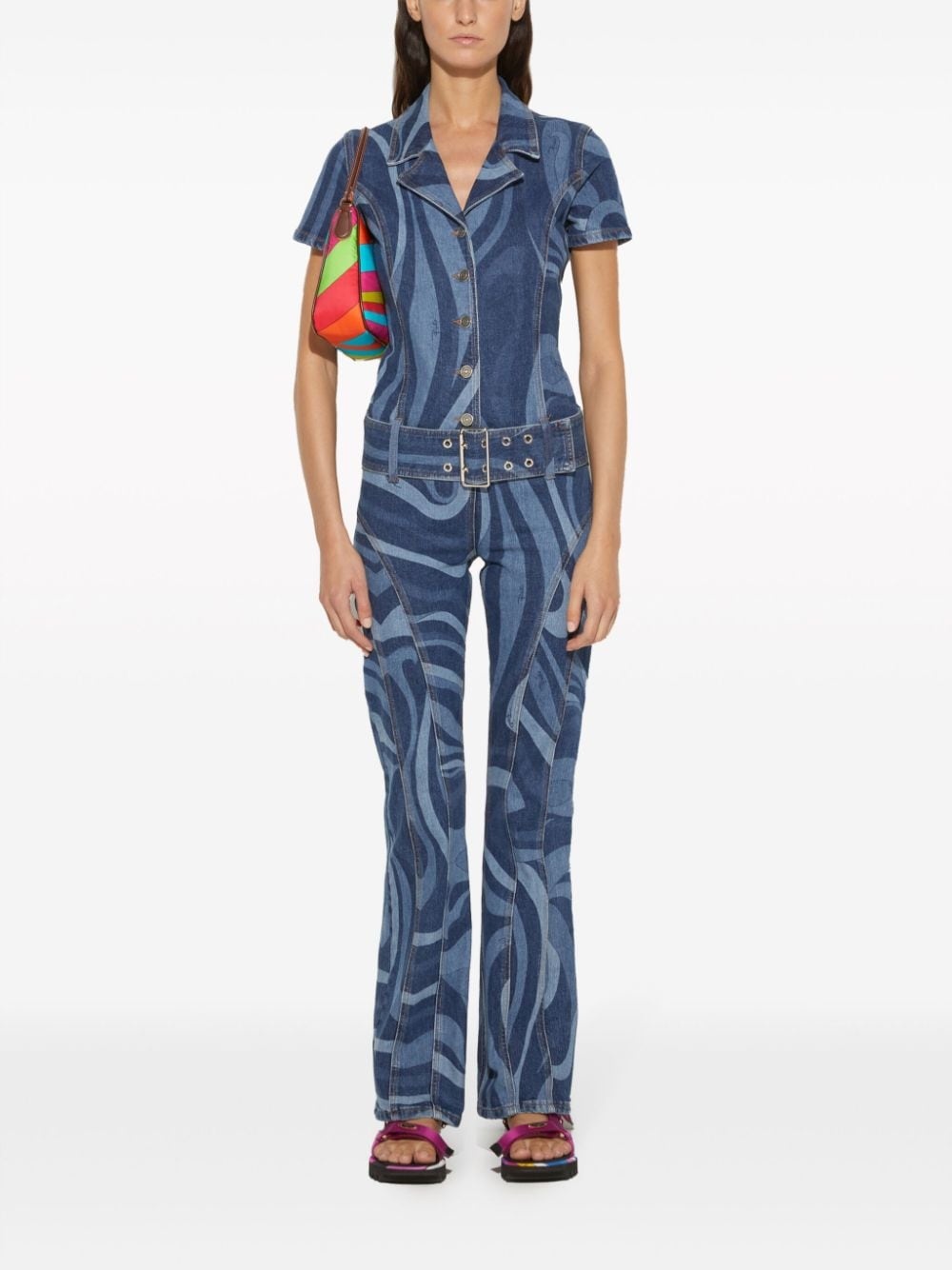 Marmo-print denim jumpsuit - 2