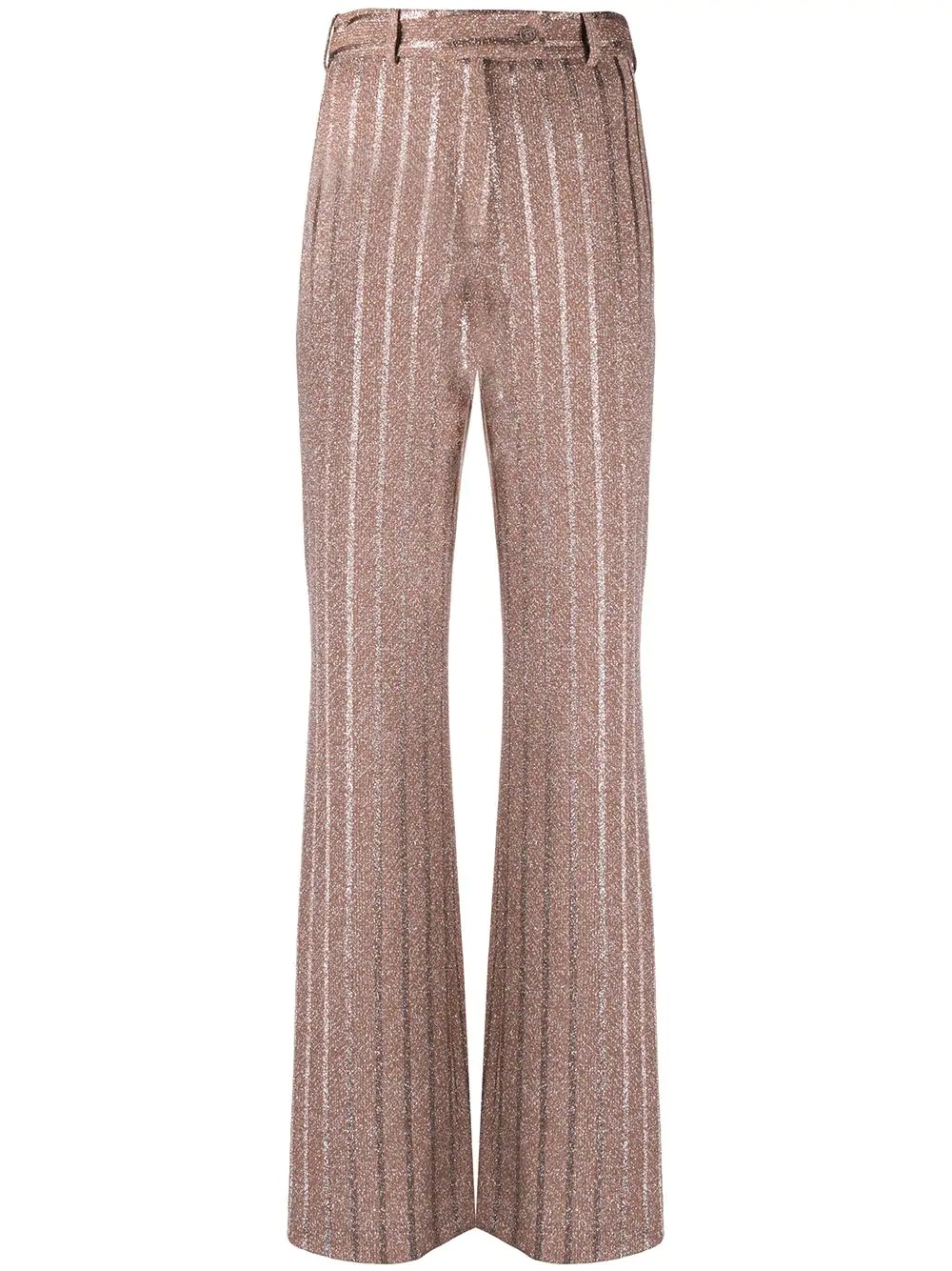 striped flared-leg trousers - 1