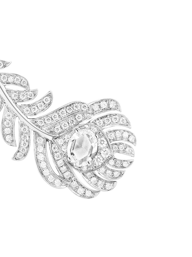 Boucheron 18kt white gold diamond Plume de Paon ear clips outlook