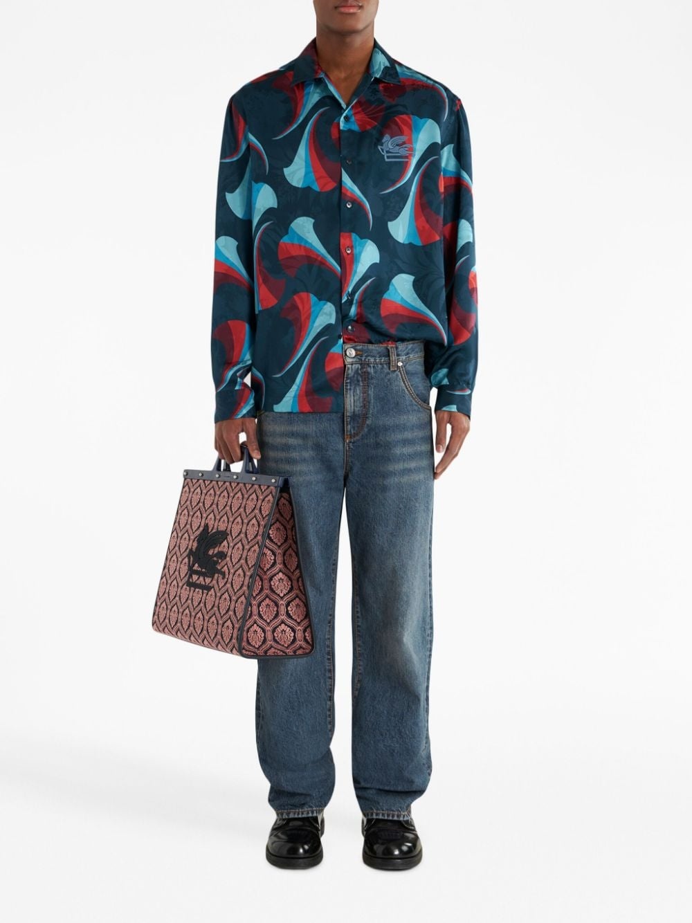 floral-print silk bowling shirt - 2