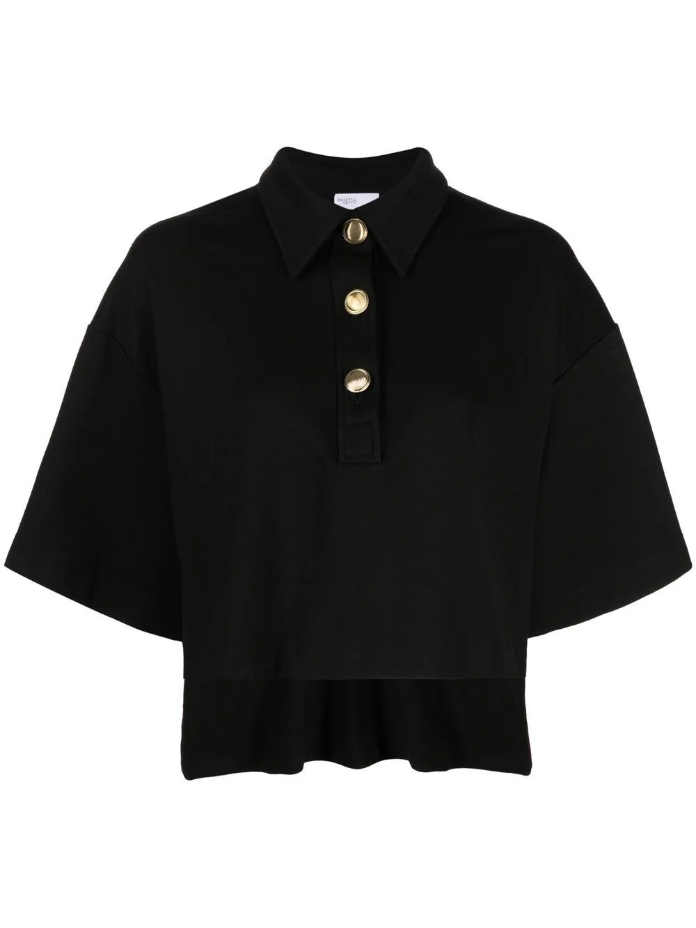 cropped short-sleeve polo top - 1
